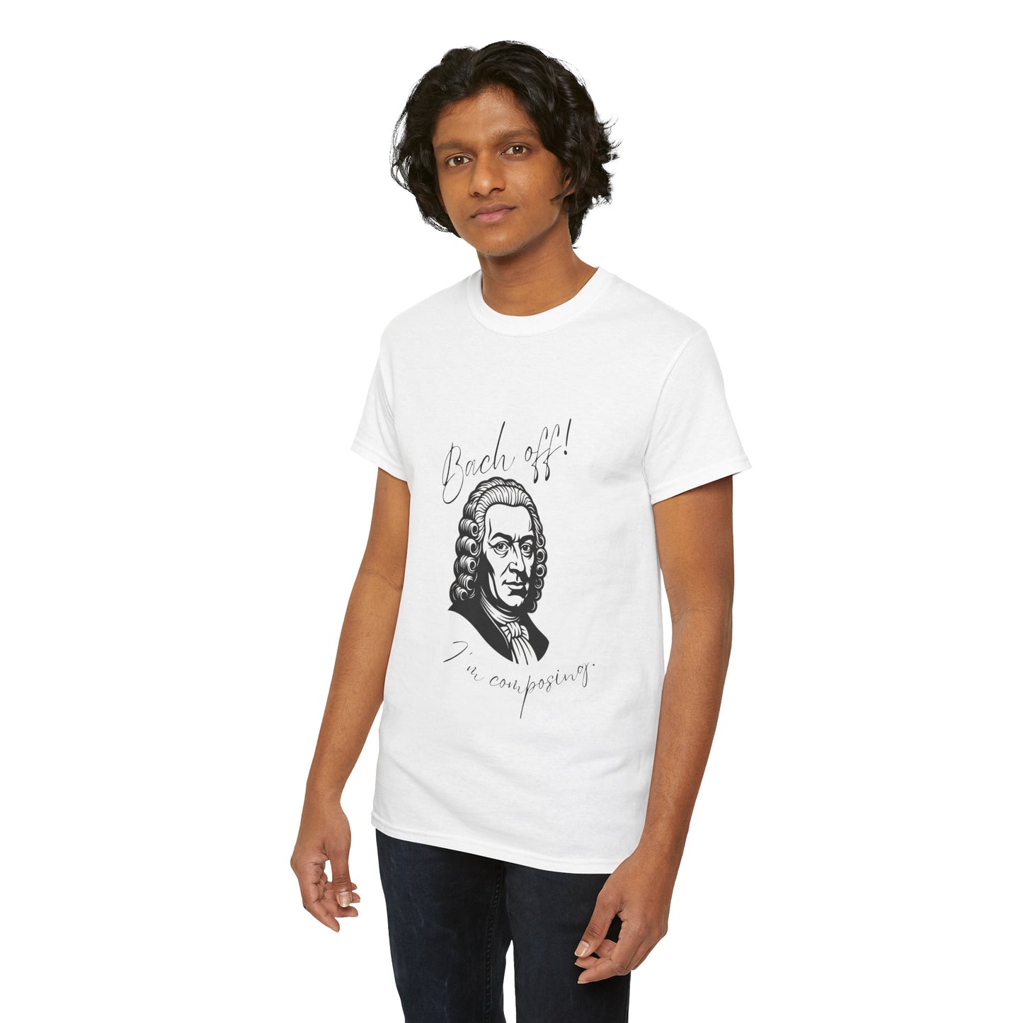 Bach Portrait Tee "Bach off! I'm composing" Classical Music Humor T‑Shirt