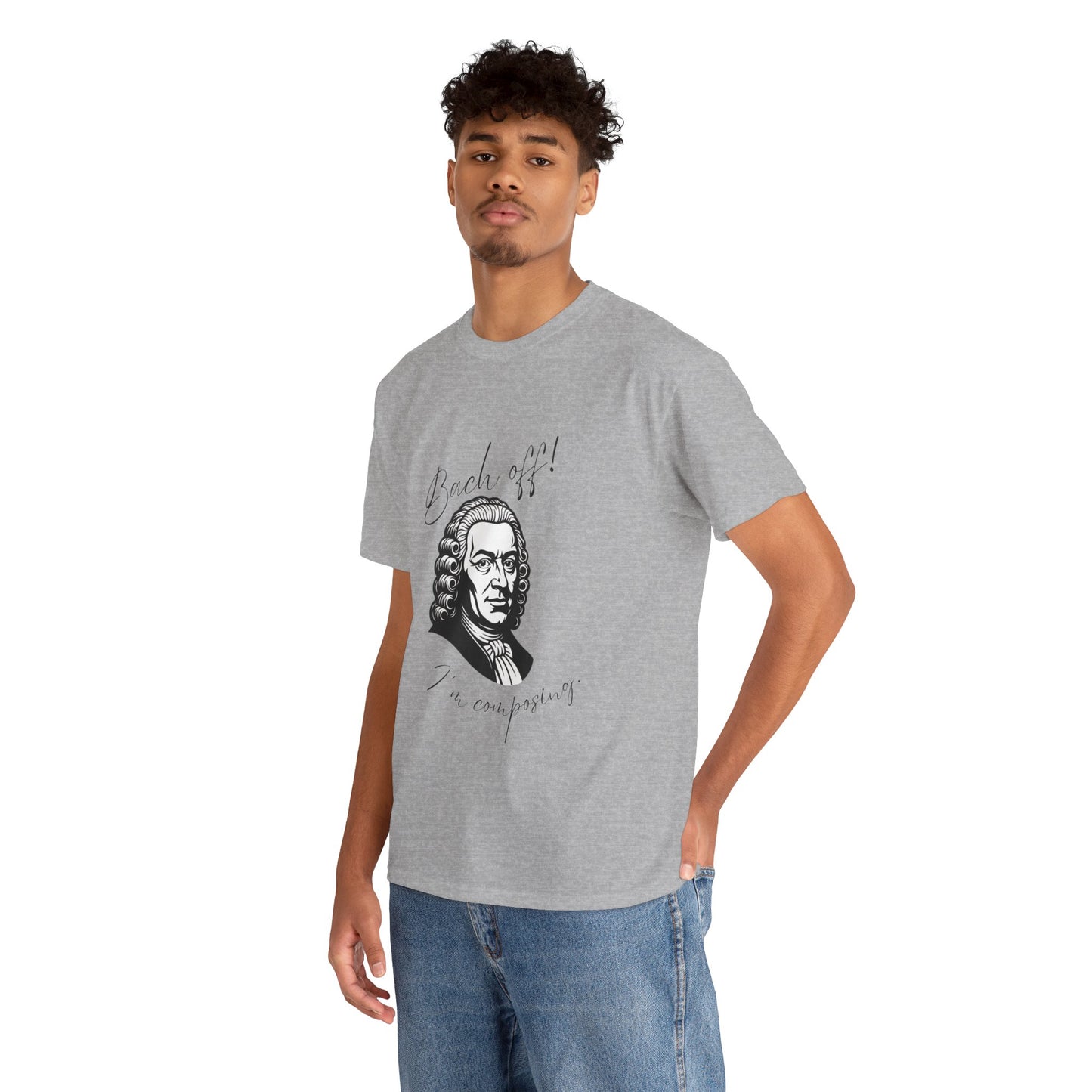 Bach Portrait Tee "Bach off! I'm composing" Classical Music Humor T‑Shirt