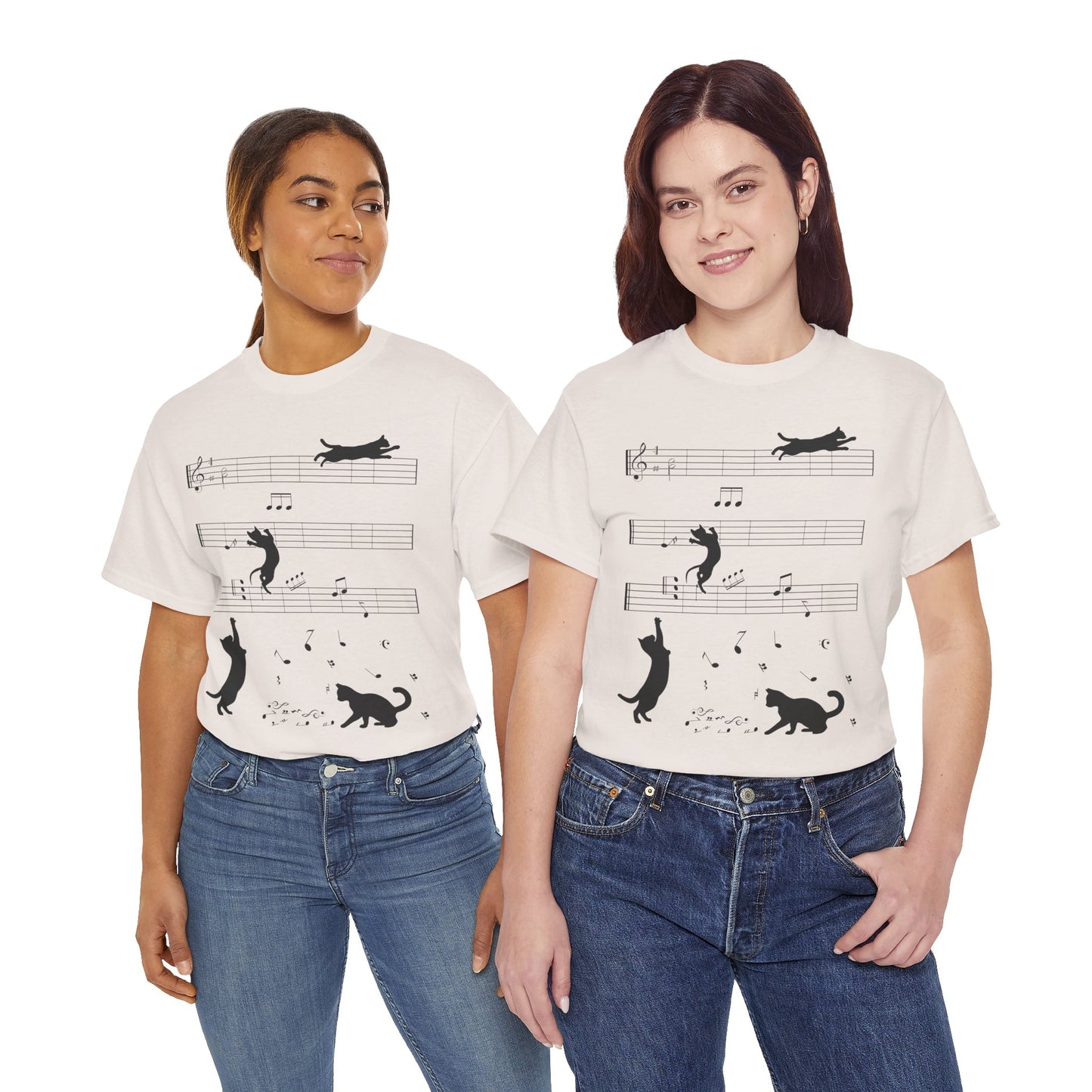 The Musical Cat & Notes T-Shirt