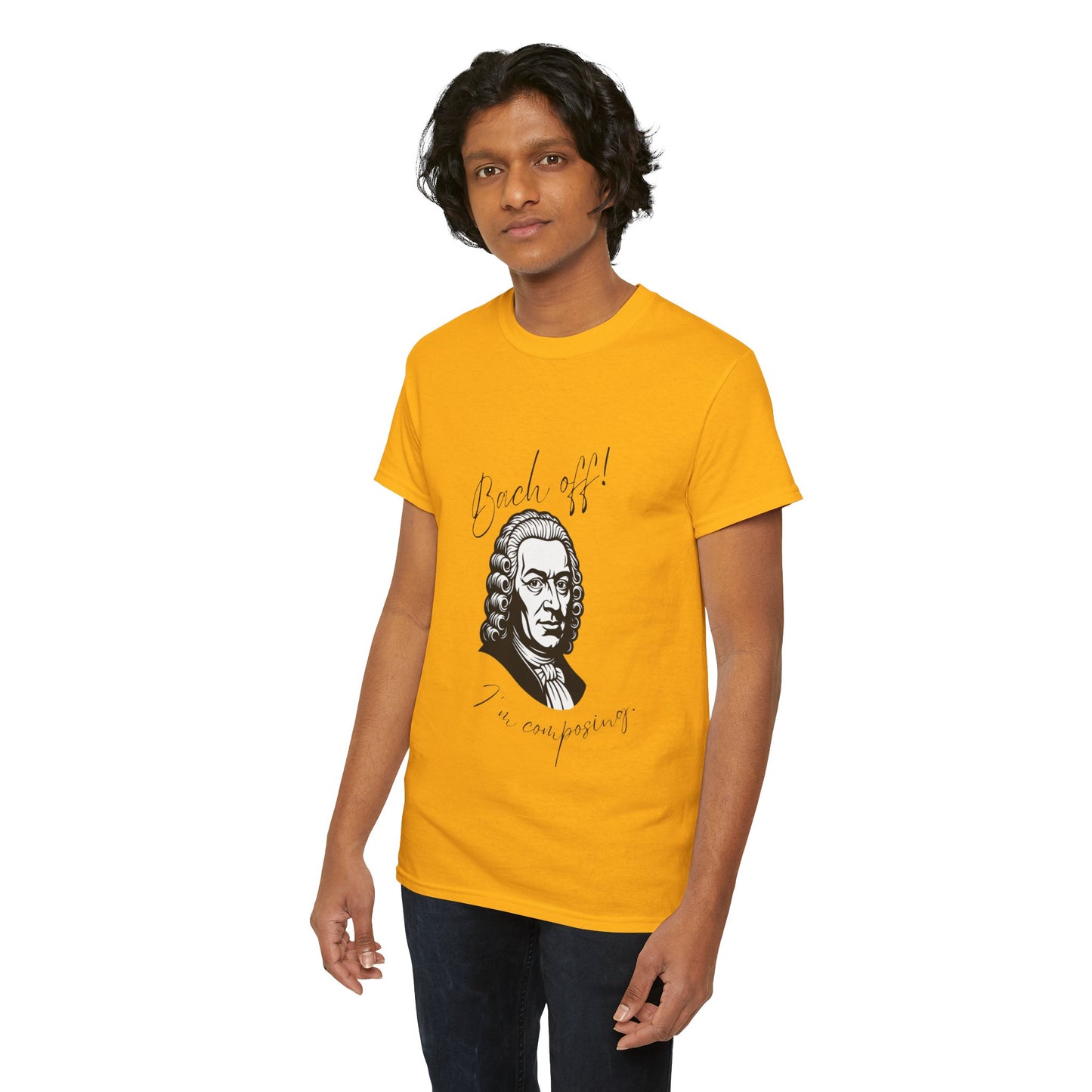 Bach Portrait Tee "Bach off! I'm composing" Classical Music Humor T‑Shirt