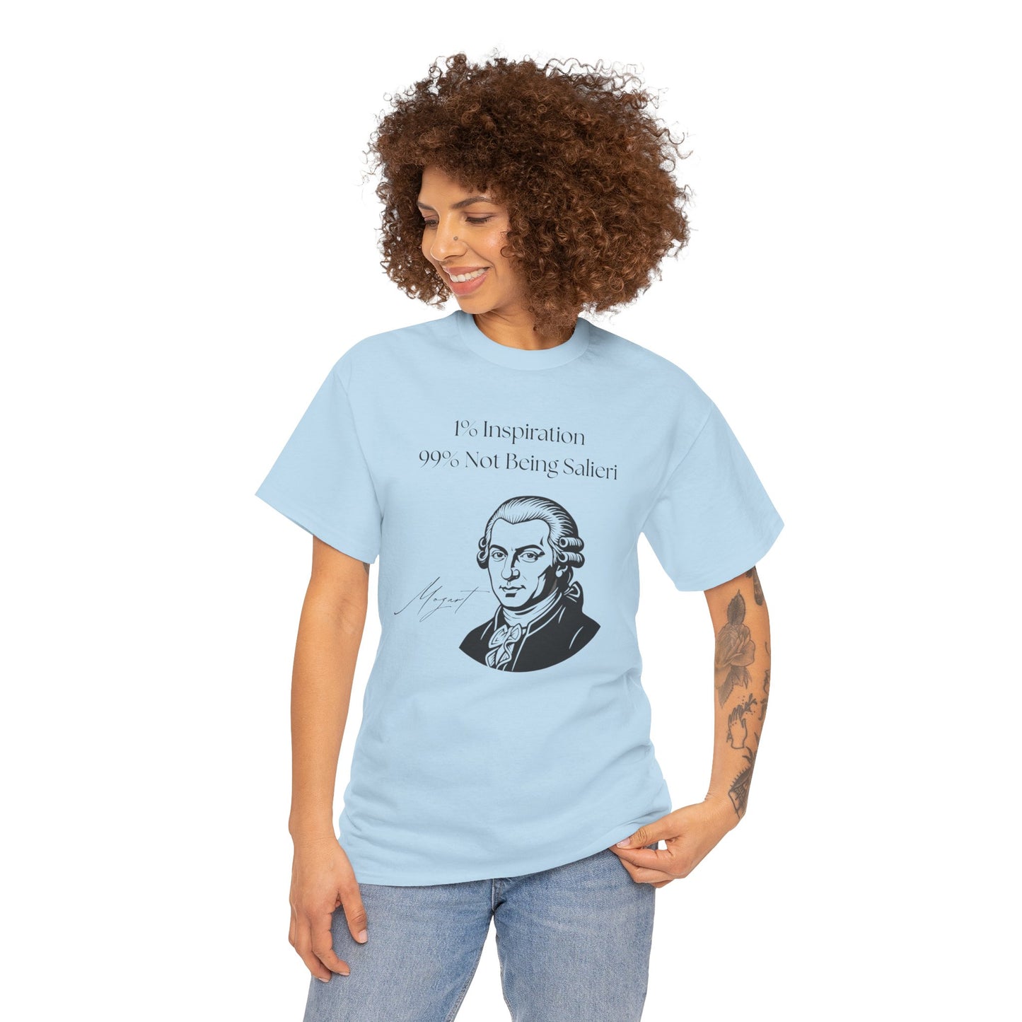 The "1% Inspiration, 99% Not Being Salieri" Mozart Illustration T-Shirt