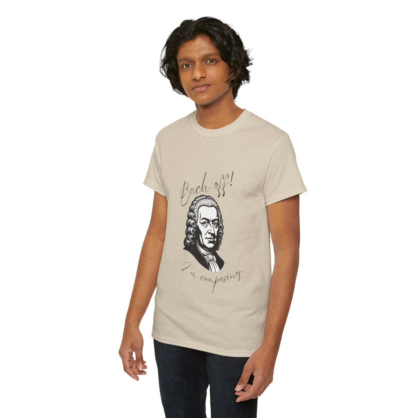 Bach Portrait Tee "Bach off! I'm composing" Classical Music Humor T‑Shirt