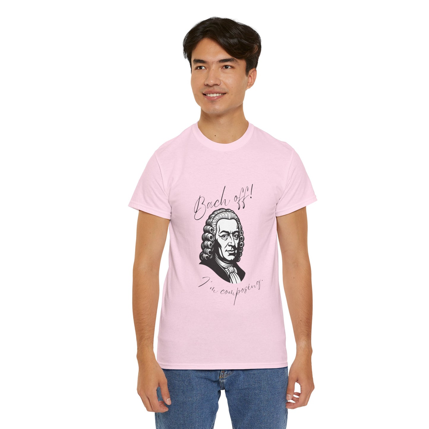 Bach Portrait Tee "Bach off! I'm composing" Classical Music Humor T‑Shirt