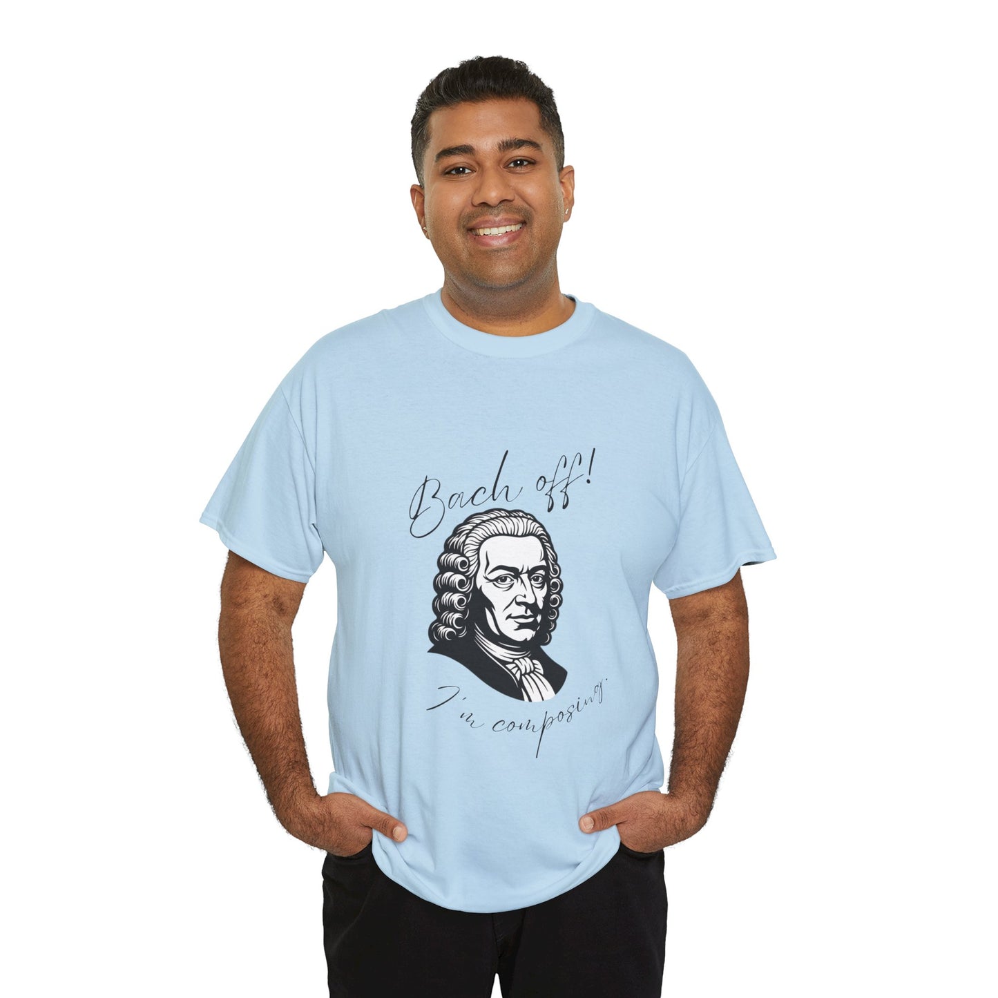 Bach Portrait Tee "Bach off! I'm composing" Classical Music Humor T‑Shirt