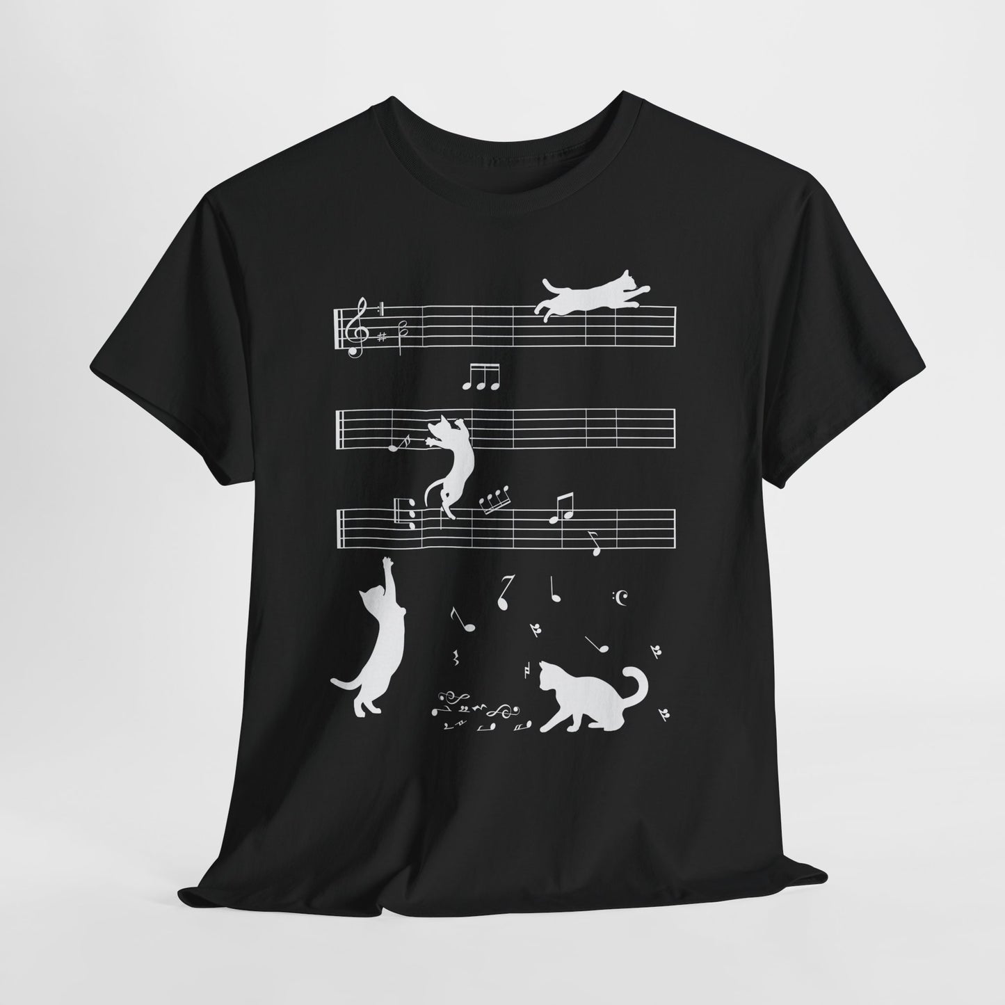 The Musical Cat & Notes T-Shirt