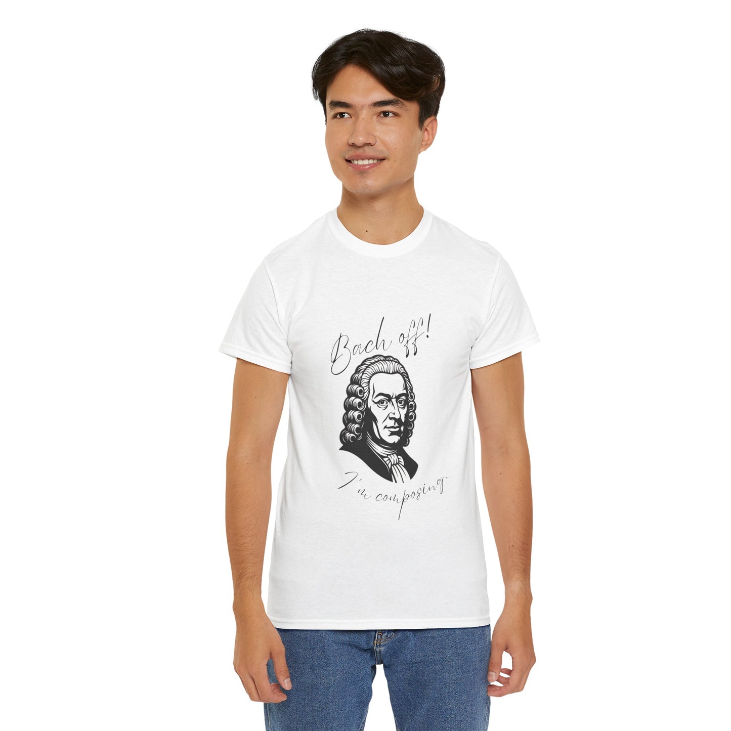 Bach Portrait Tee "Bach off! I'm composing" Classical Music Humor T‑Shirt