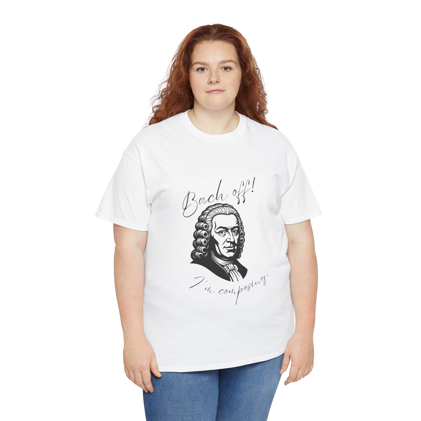 Bach Portrait Tee "Bach off! I'm composing" Classical Music Humor T‑Shirt