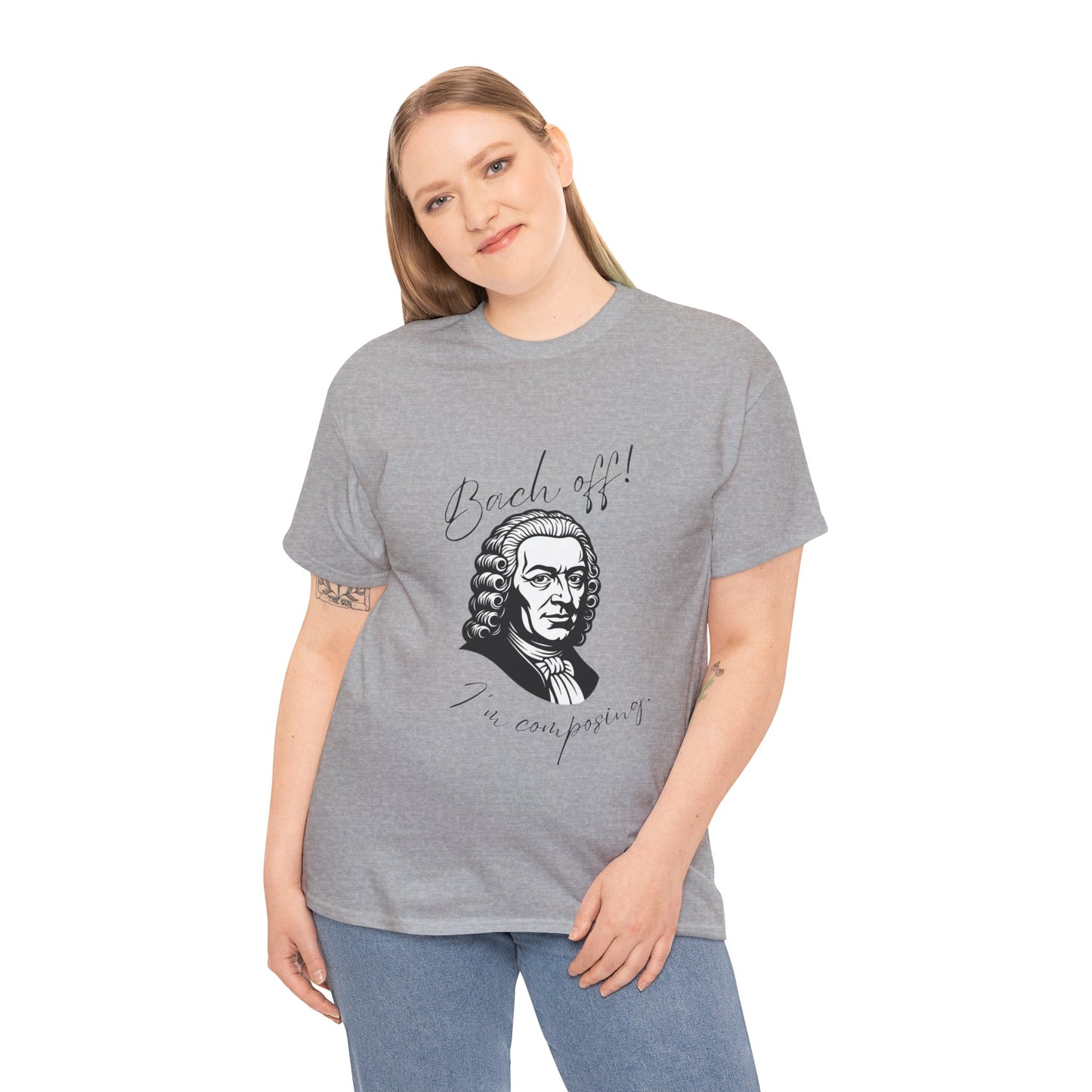 Bach Portrait Tee "Bach off! I'm composing" Classical Music Humor T‑Shirt