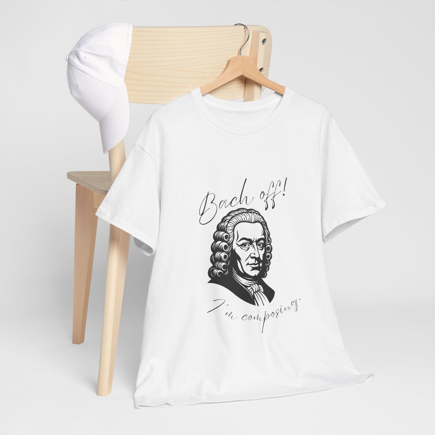 Bach Portrait Tee "Bach off! I'm composing" Classical Music Humor T‑Shirt