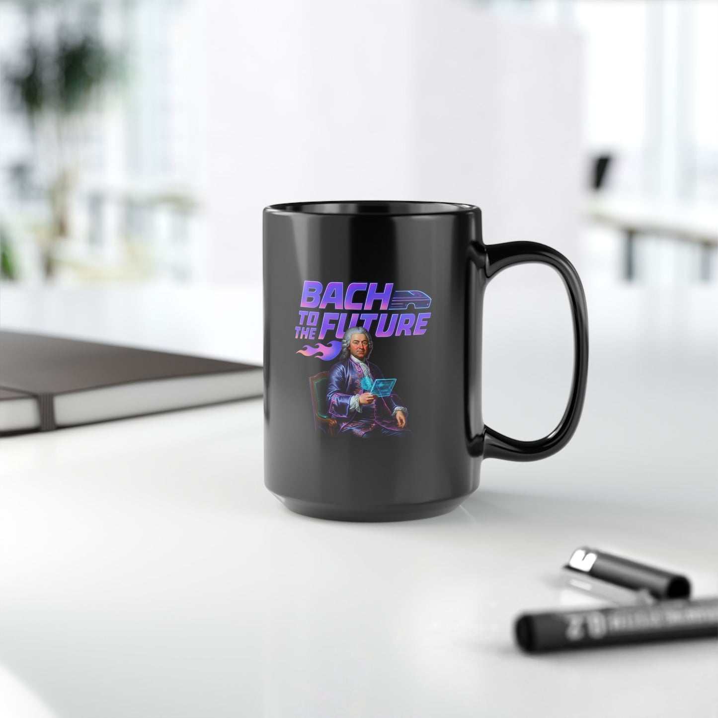 The "Bach to the Future" Black Mug