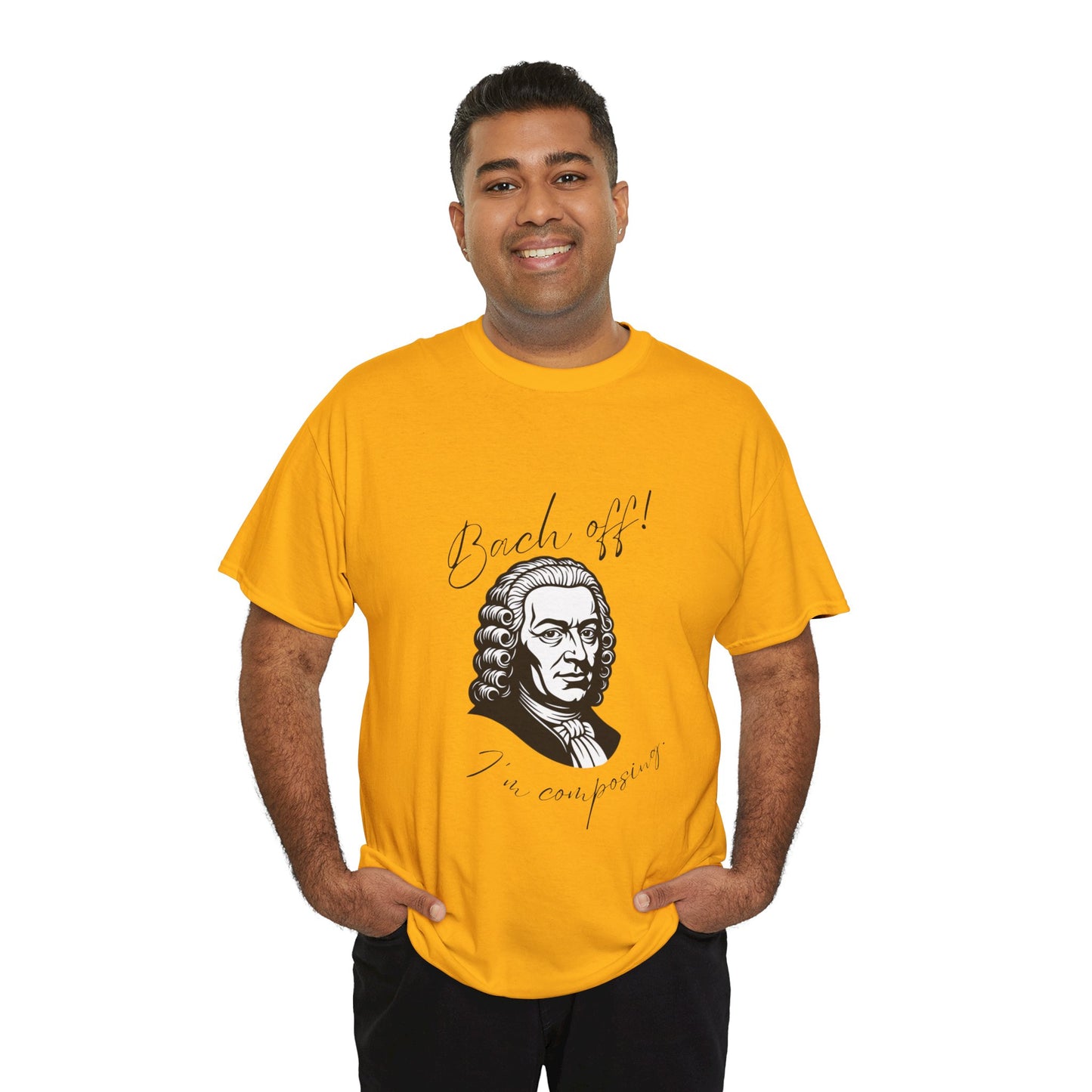 Bach Portrait Tee "Bach off! I'm composing" Classical Music Humor T‑Shirt