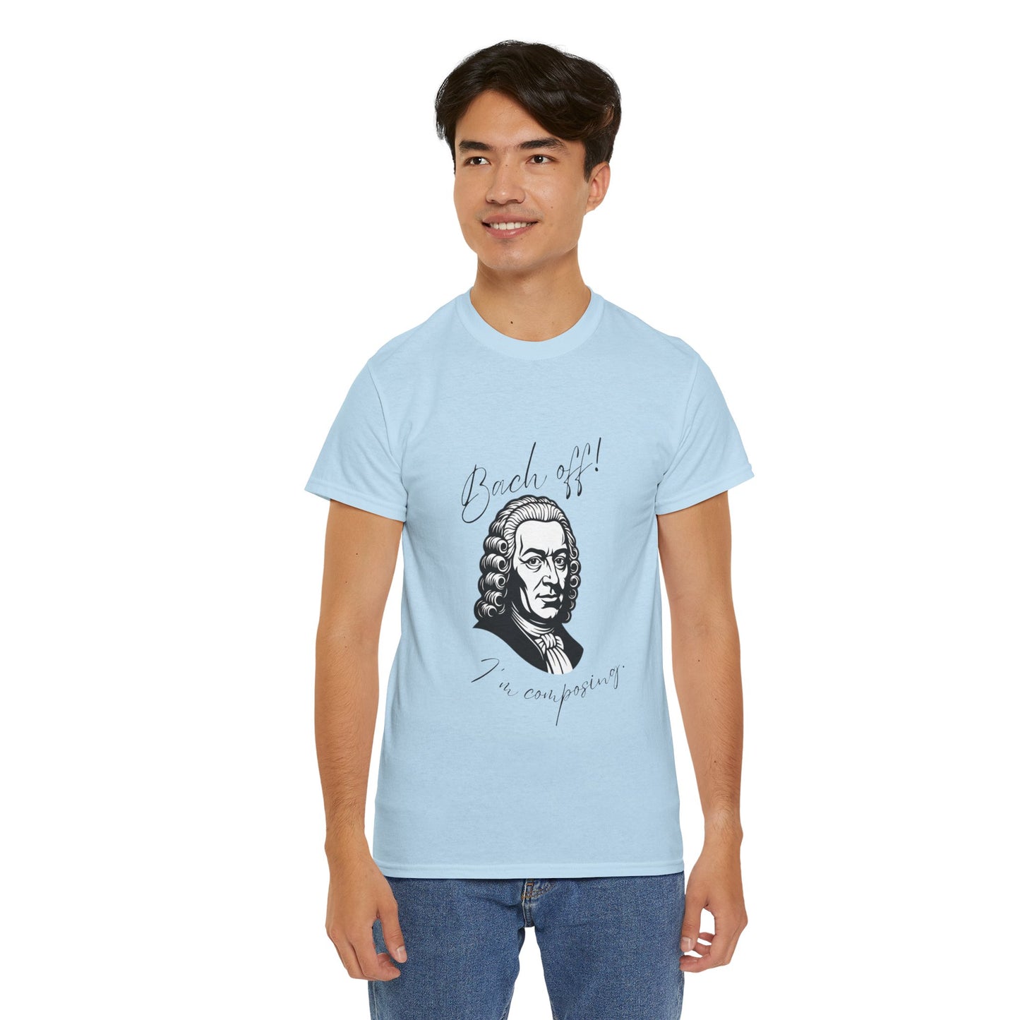 Bach Portrait Tee "Bach off! I'm composing" Classical Music Humor T‑Shirt