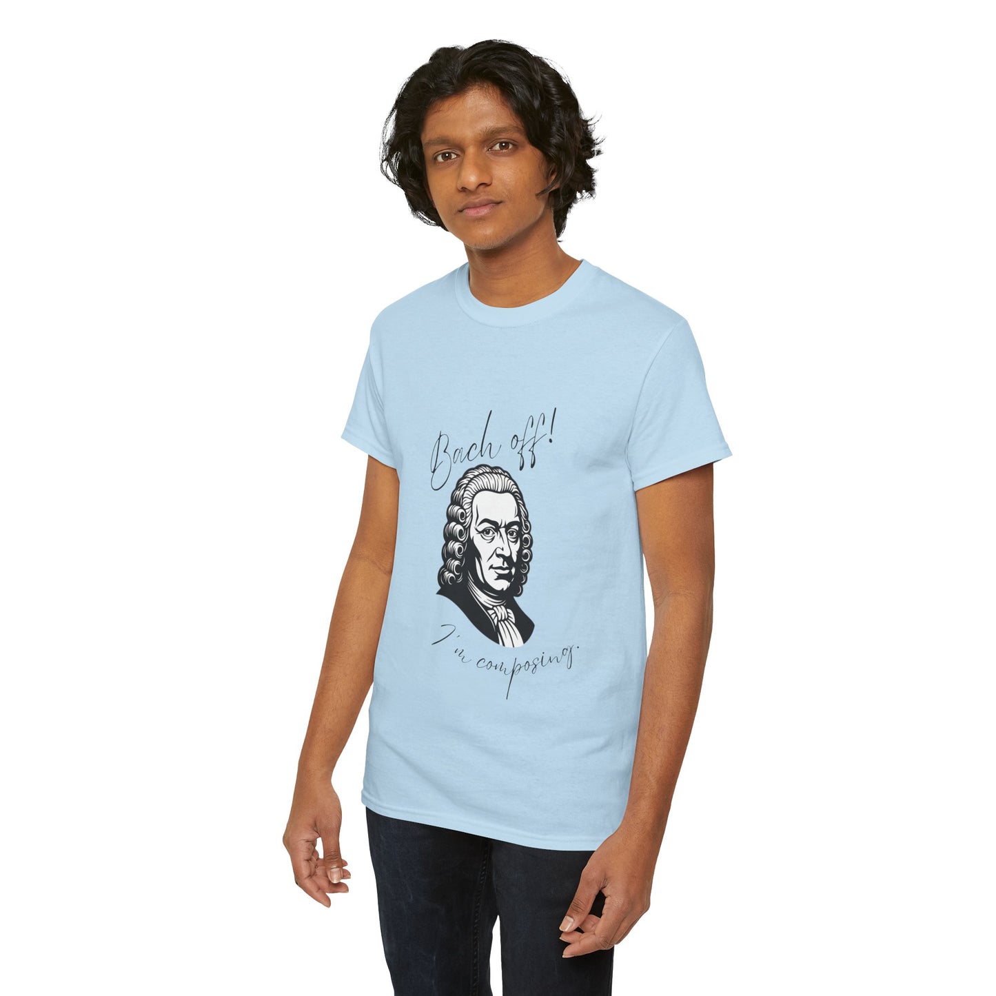 Bach Portrait Tee "Bach off! I'm composing" Classical Music Humor T‑Shirt