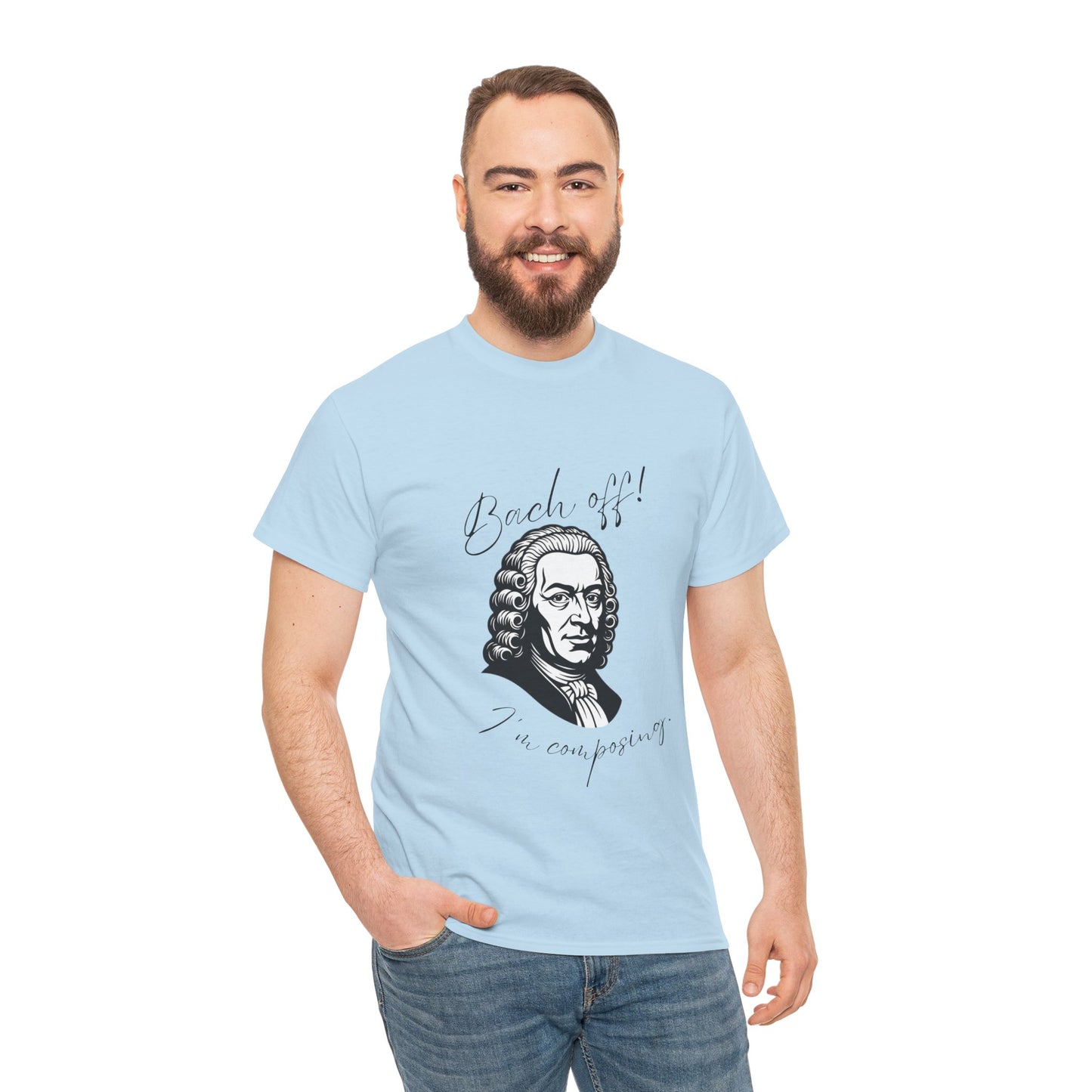 Bach Portrait Tee "Bach off! I'm composing" Classical Music Humor T‑Shirt