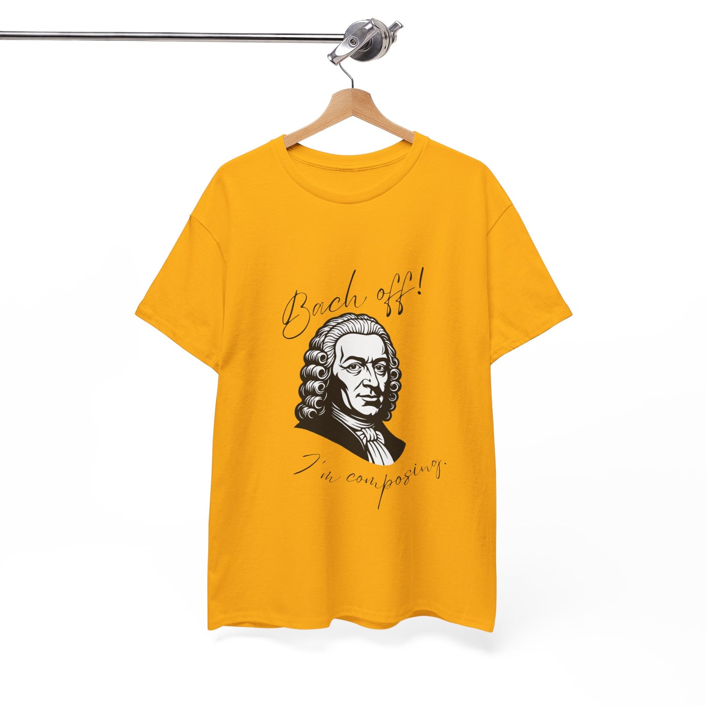Bach Portrait Tee "Bach off! I'm composing" Classical Music Humor T‑Shirt