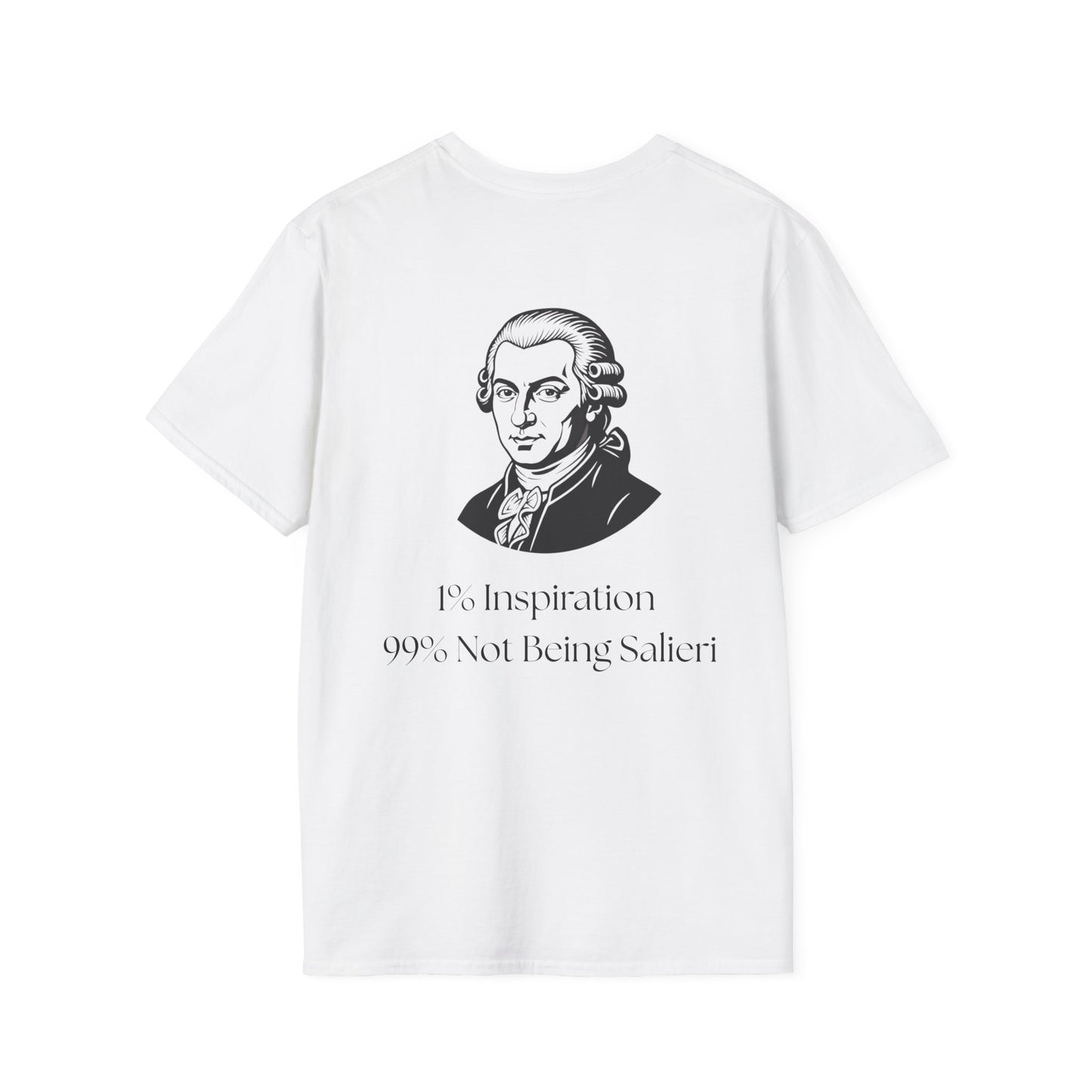 Mozart Portrait T-Shirt — 'Inspiration 99% Not Being Salieri' Funny Classical Music Tee