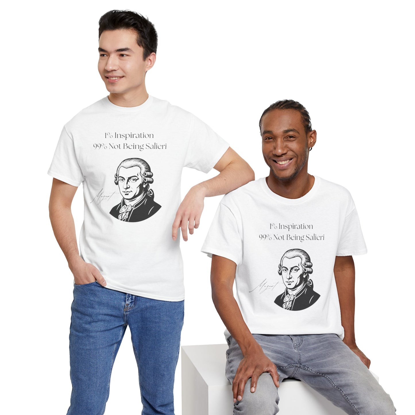 The "1% Inspiration, 99% Not Being Salieri" Mozart Illustration T-Shirt