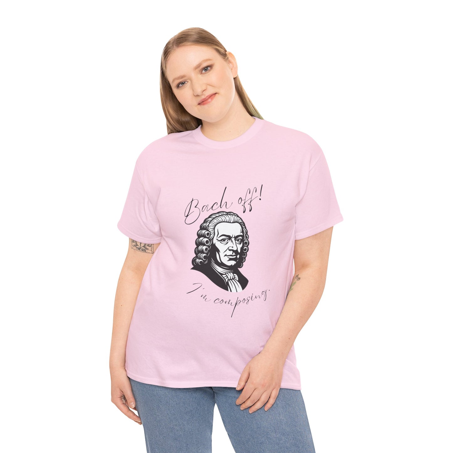 Bach Portrait Tee "Bach off! I'm composing" Classical Music Humor T‑Shirt