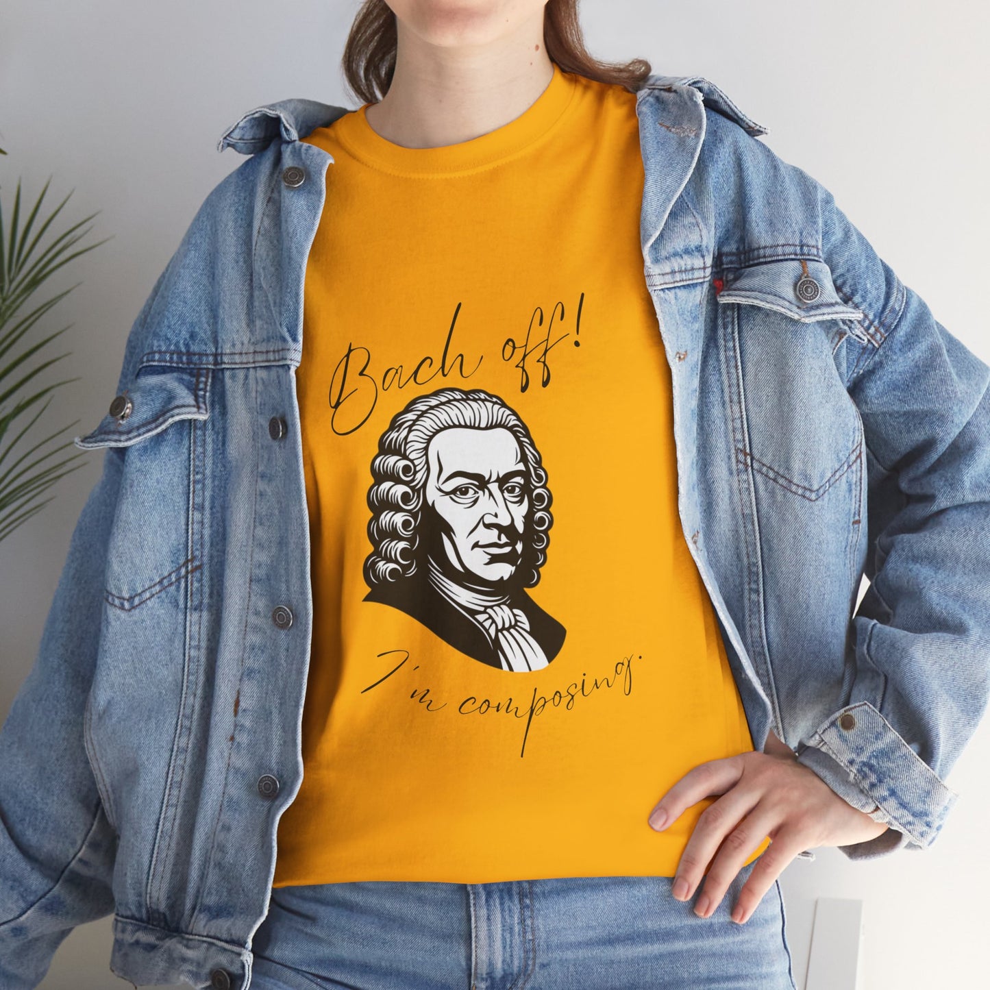 Bach Portrait Tee "Bach off! I'm composing" Classical Music Humor T‑Shirt