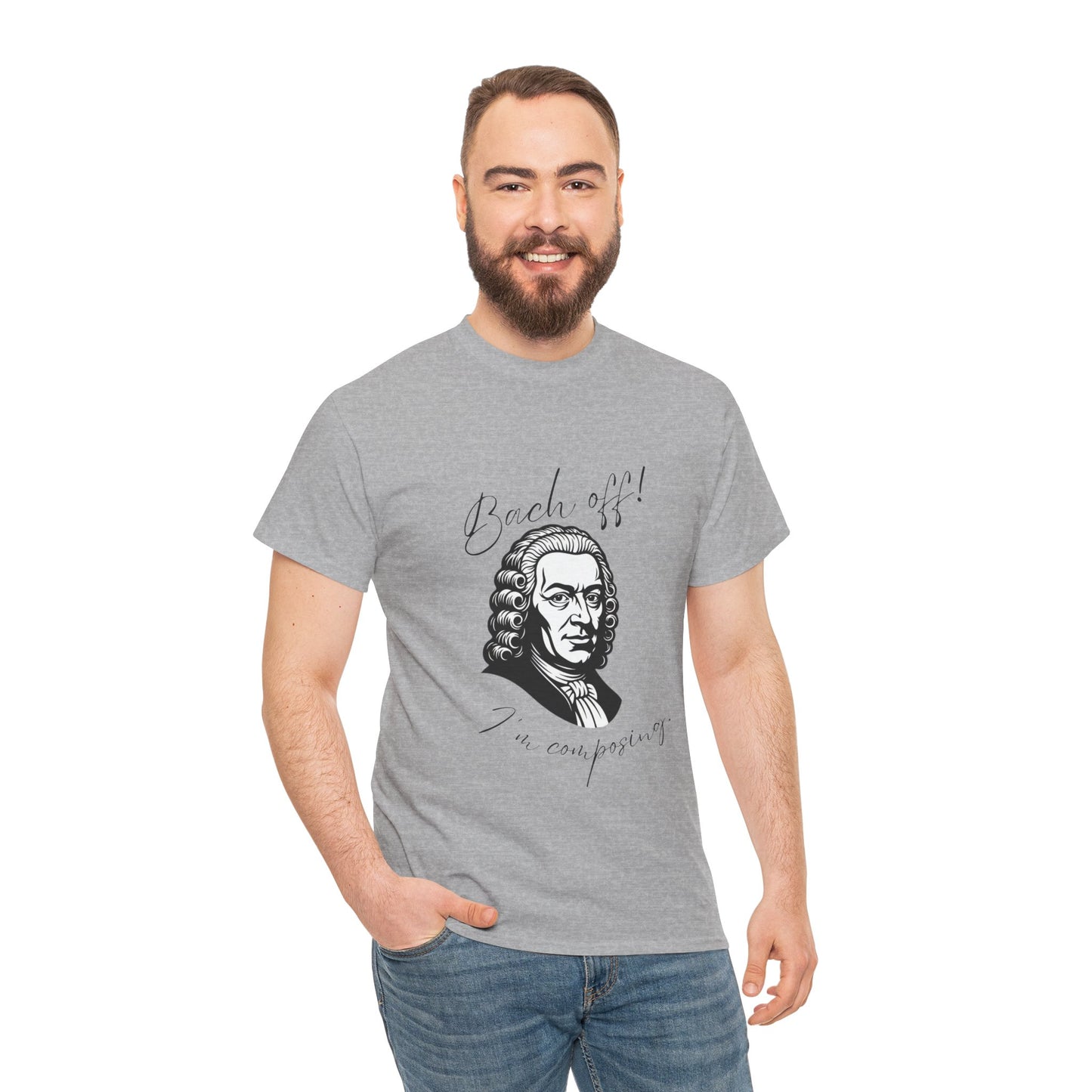 Bach Portrait Tee "Bach off! I'm composing" Classical Music Humor T‑Shirt