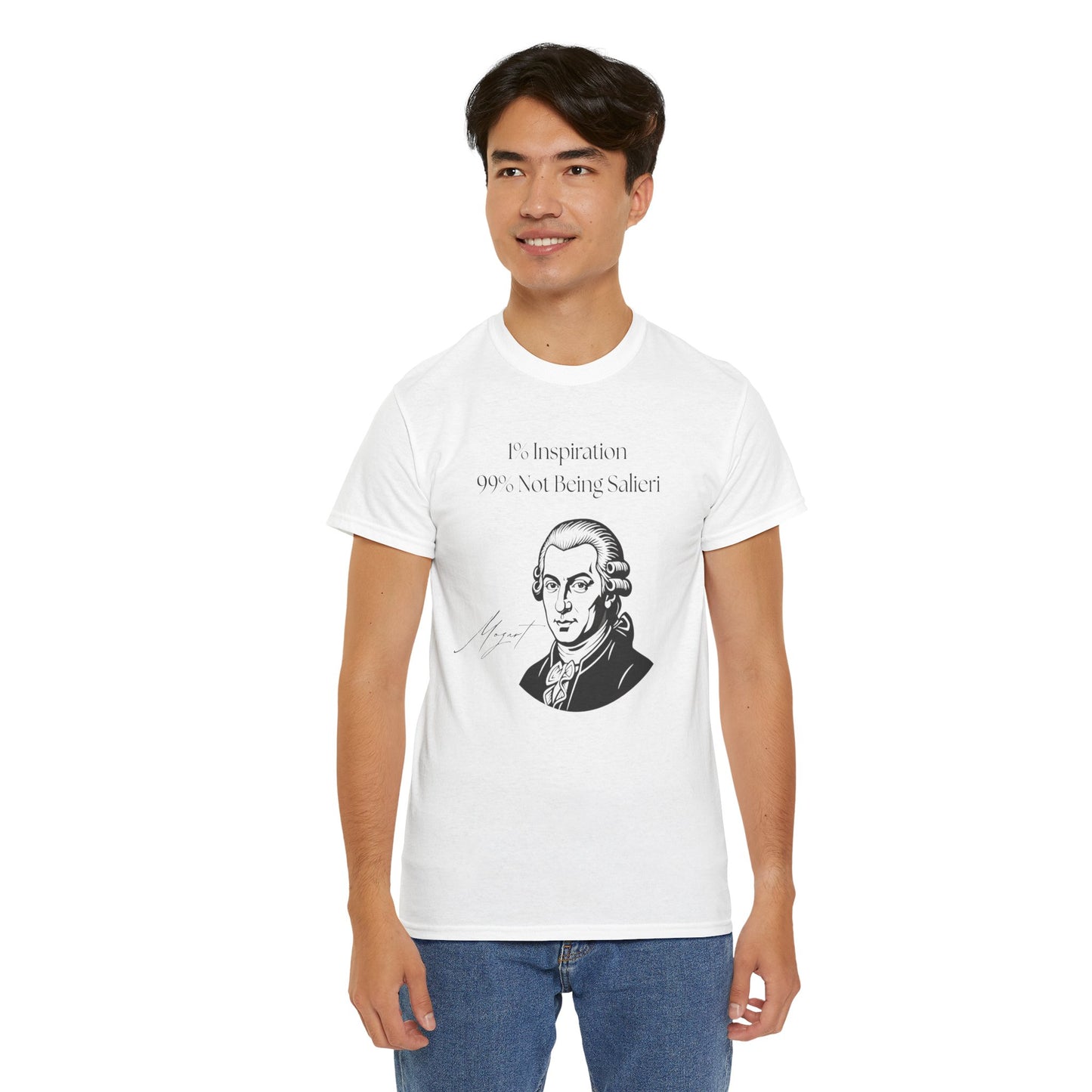 The "1% Inspiration, 99% Not Being Salieri" Mozart Illustration T-Shirt