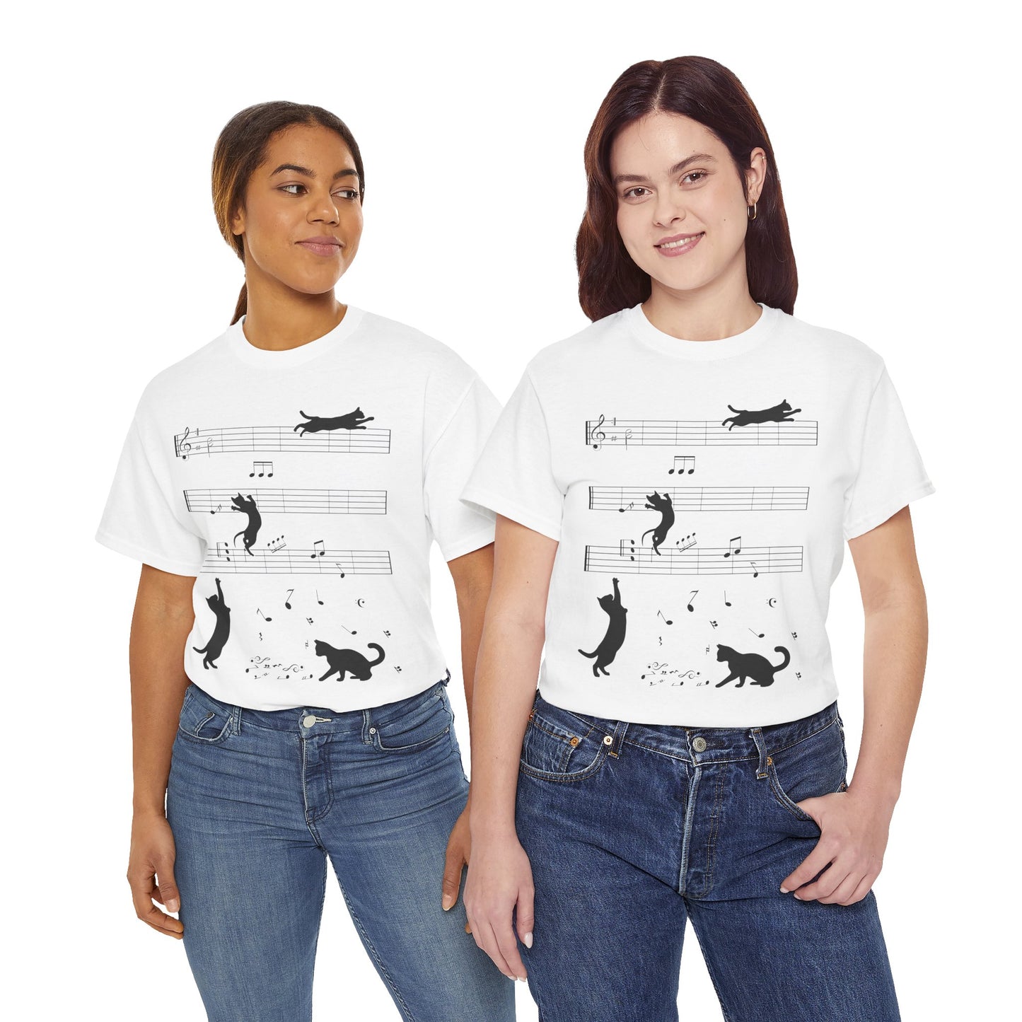 The Musical Cat & Notes T-Shirt