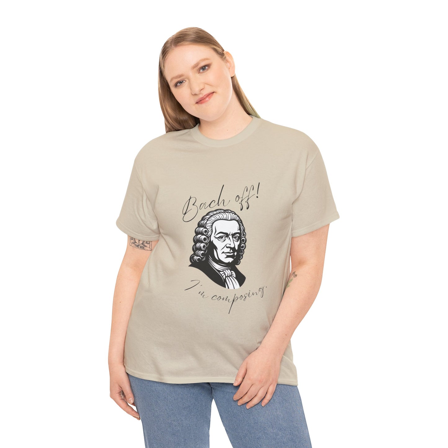 Bach Portrait Tee "Bach off! I'm composing" Classical Music Humor T‑Shirt