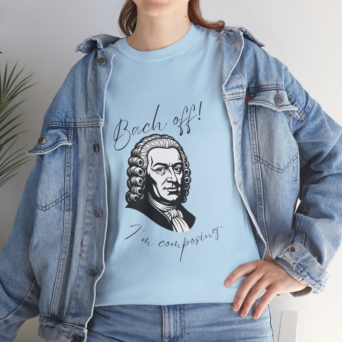 Bach Portrait Tee "Bach off! I'm composing" Classical Music Humor T‑Shirt