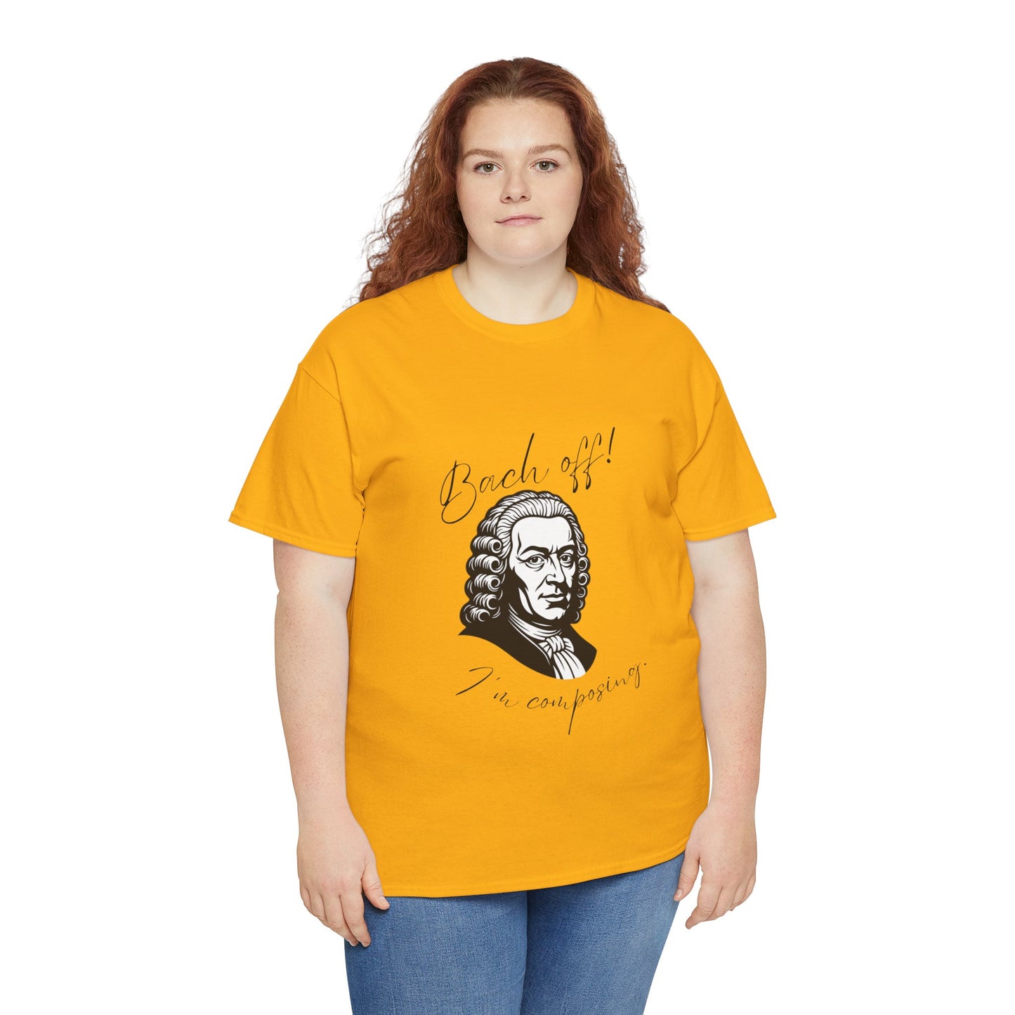 Bach Portrait Tee "Bach off! I'm composing" Classical Music Humor T‑Shirt