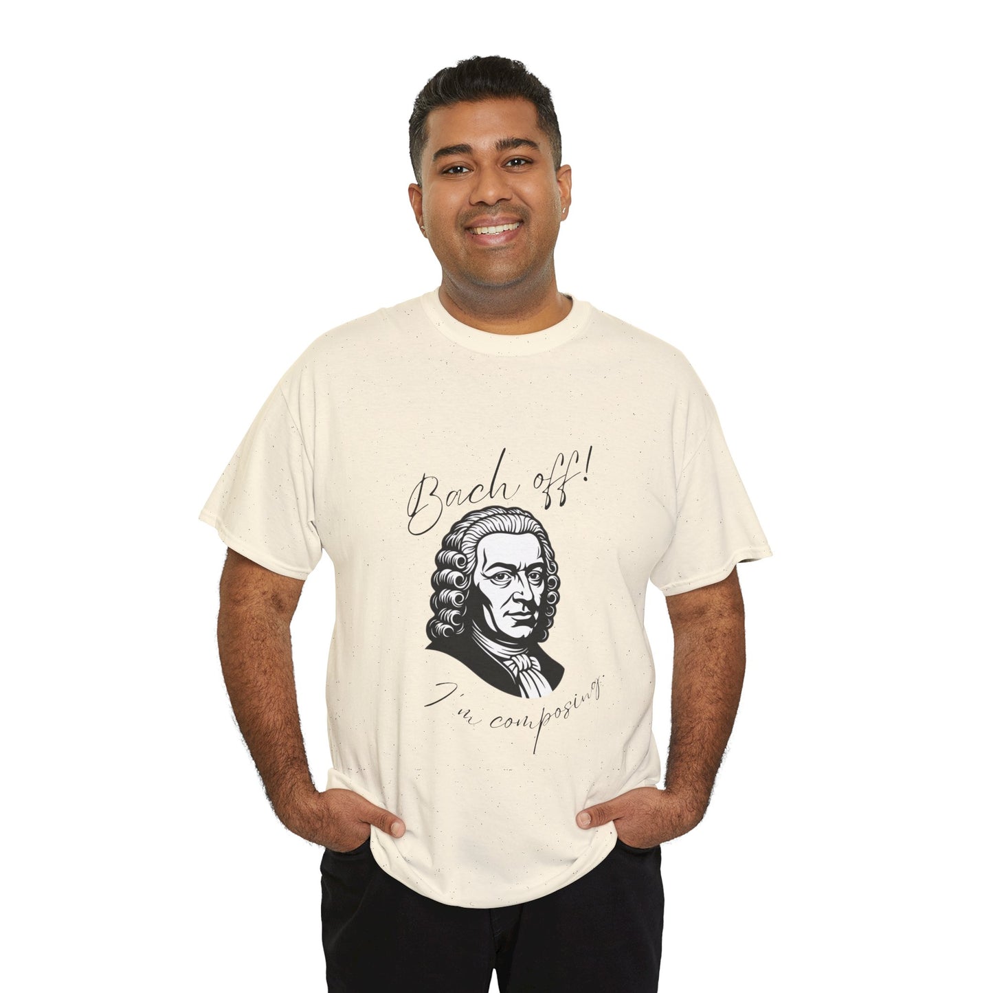 Bach Portrait Tee "Bach off! I'm composing" Classical Music Humor T‑Shirt