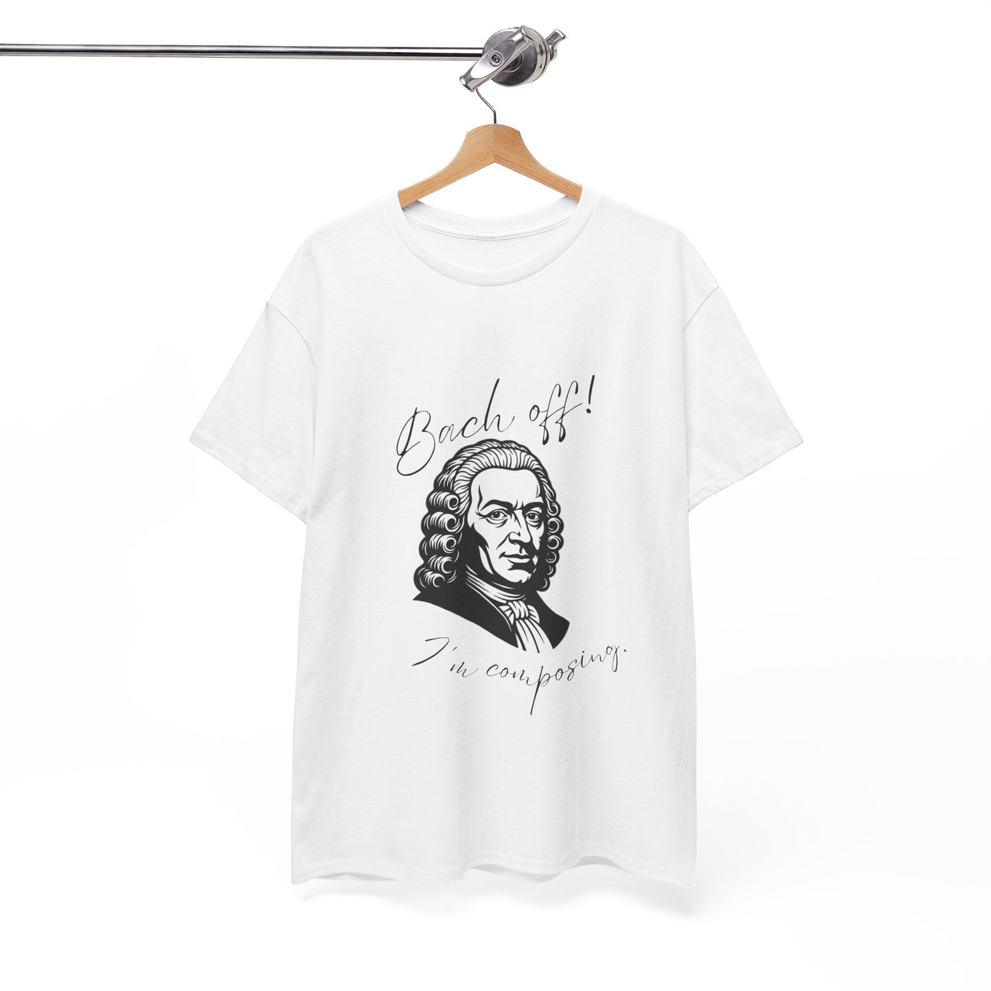 Bach Portrait Tee "Bach off! I'm composing" Classical Music Humor T‑Shirt