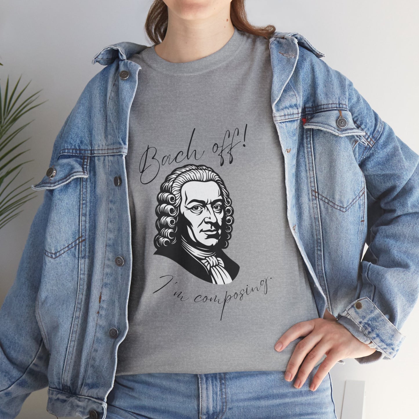 Bach Portrait Tee "Bach off! I'm composing" Classical Music Humor T‑Shirt