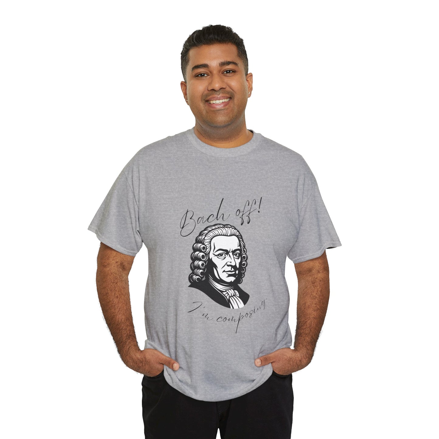 Bach Portrait Tee "Bach off! I'm composing" Classical Music Humor T‑Shirt