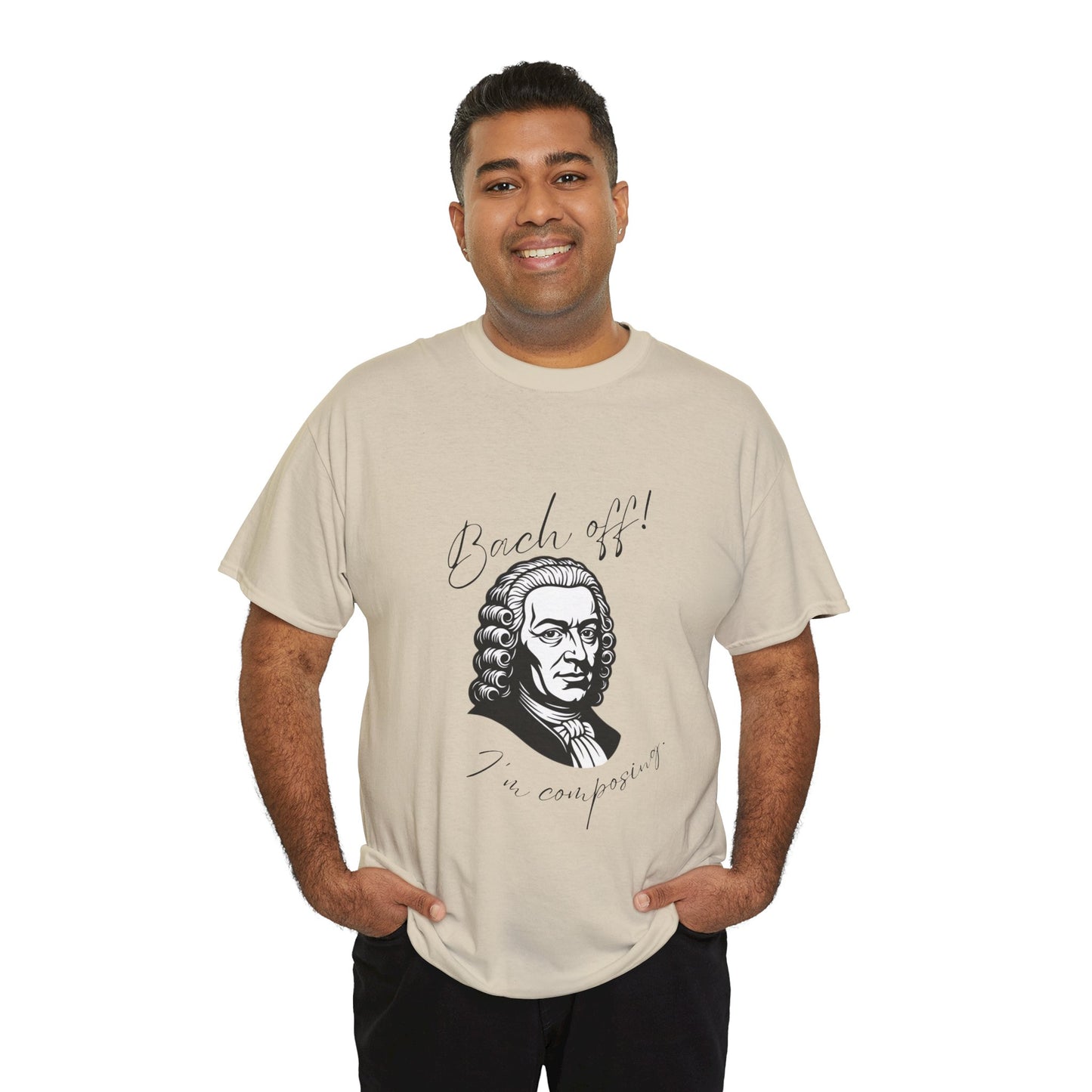 Bach Portrait Tee "Bach off! I'm composing" Classical Music Humor T‑Shirt