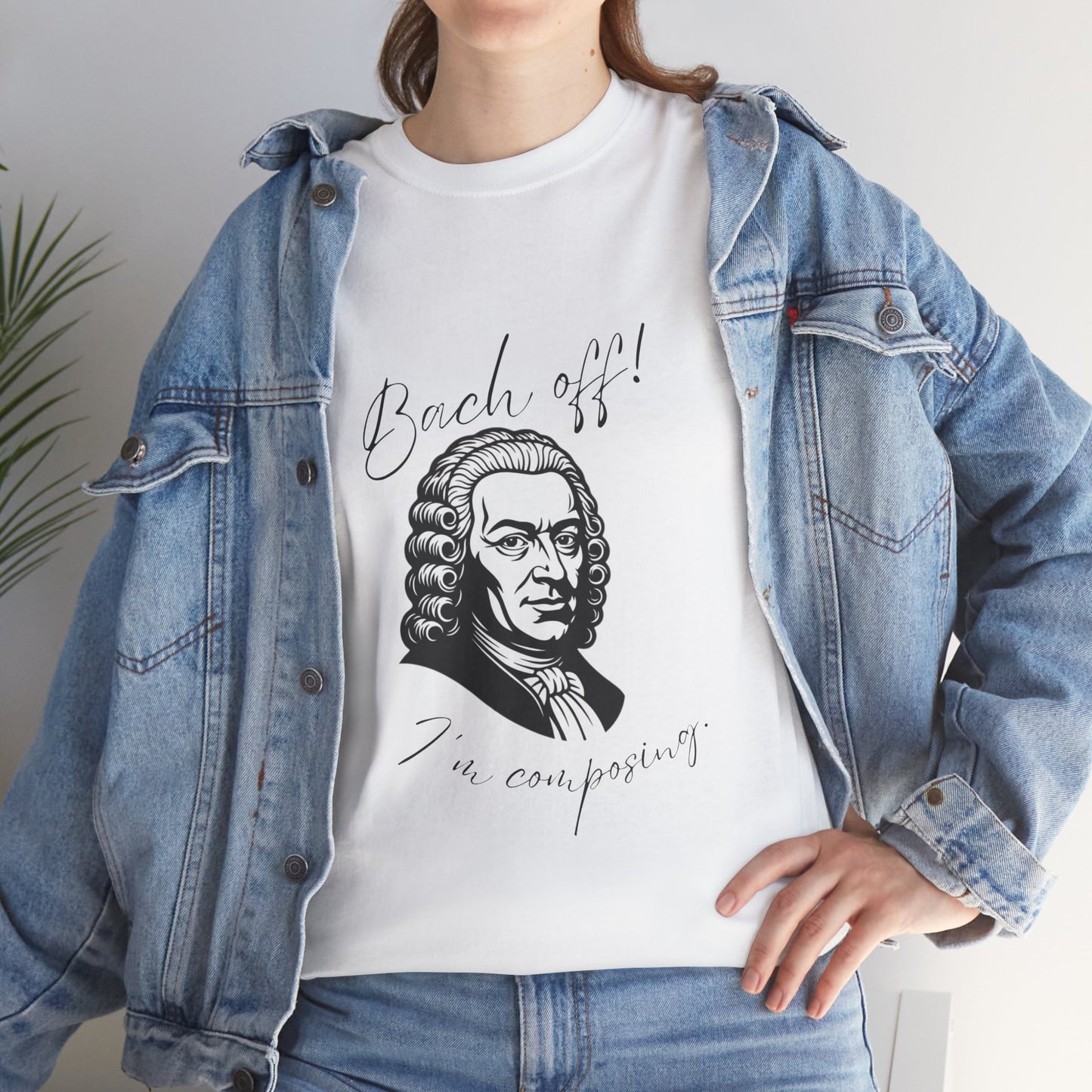 Bach Portrait Tee "Bach off! I'm composing" Classical Music Humor T‑Shirt