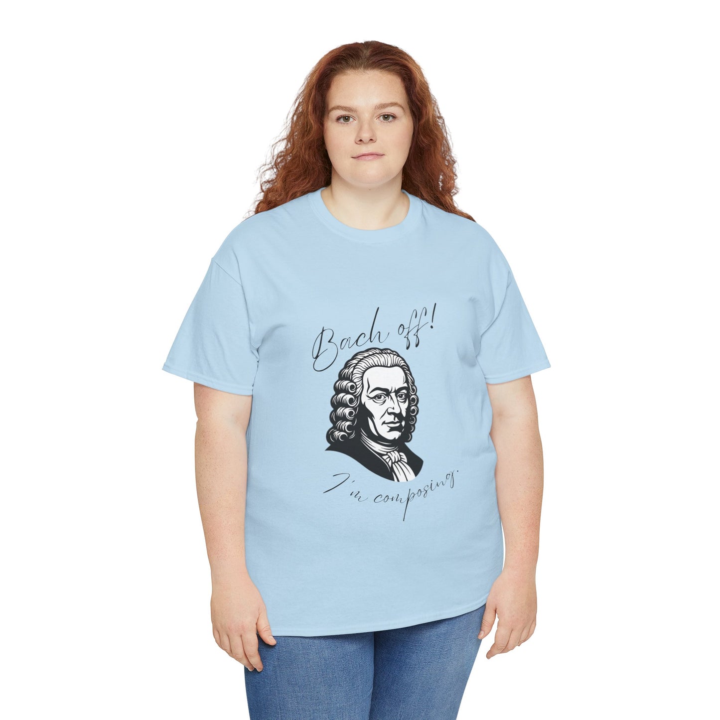 Bach Portrait Tee "Bach off! I'm composing" Classical Music Humor T‑Shirt