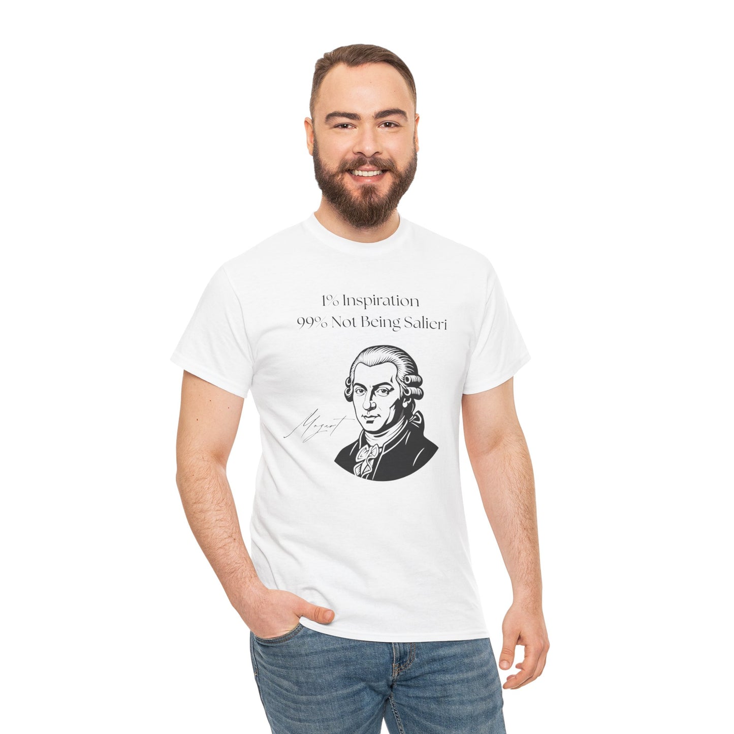 The "1% Inspiration, 99% Not Being Salieri" Mozart Illustration T-Shirt
