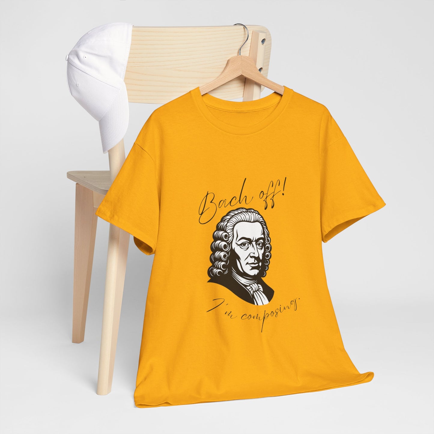 Bach Portrait Tee "Bach off! I'm composing" Classical Music Humor T‑Shirt