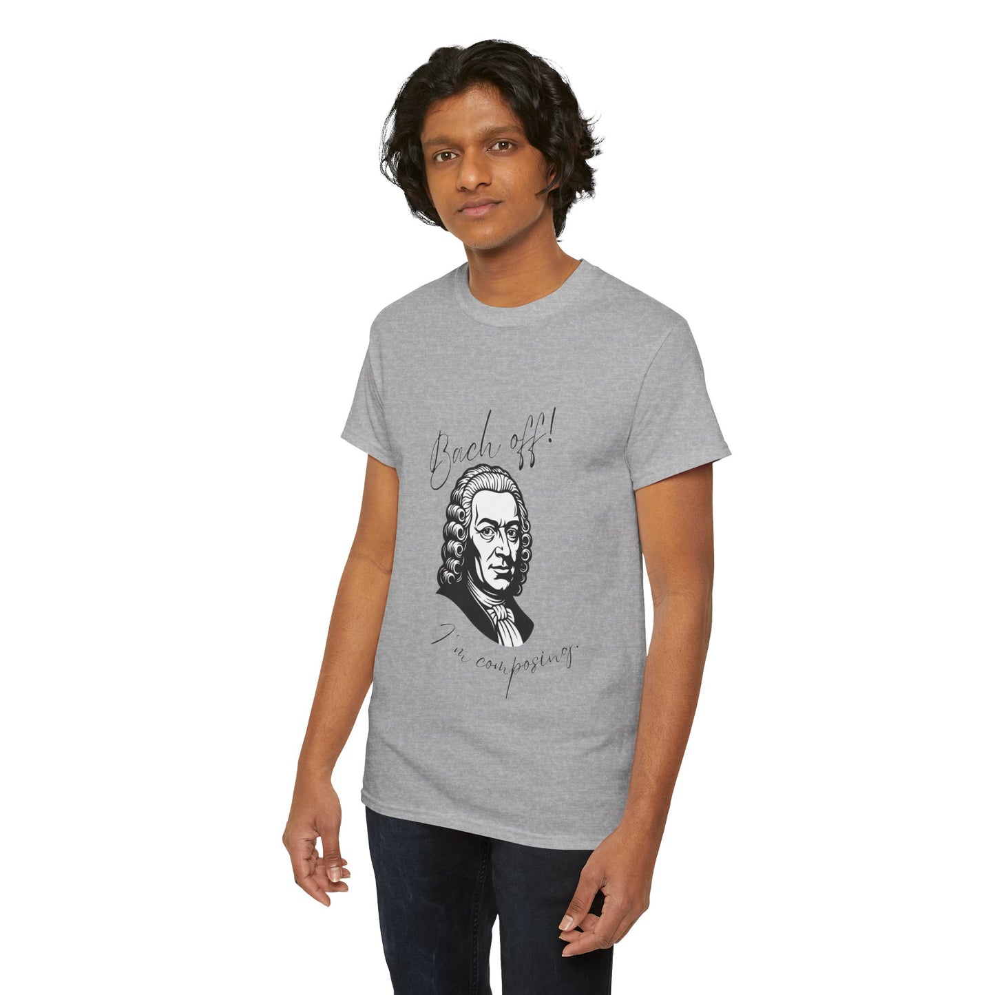 Bach Portrait Tee "Bach off! I'm composing" Classical Music Humor T‑Shirt