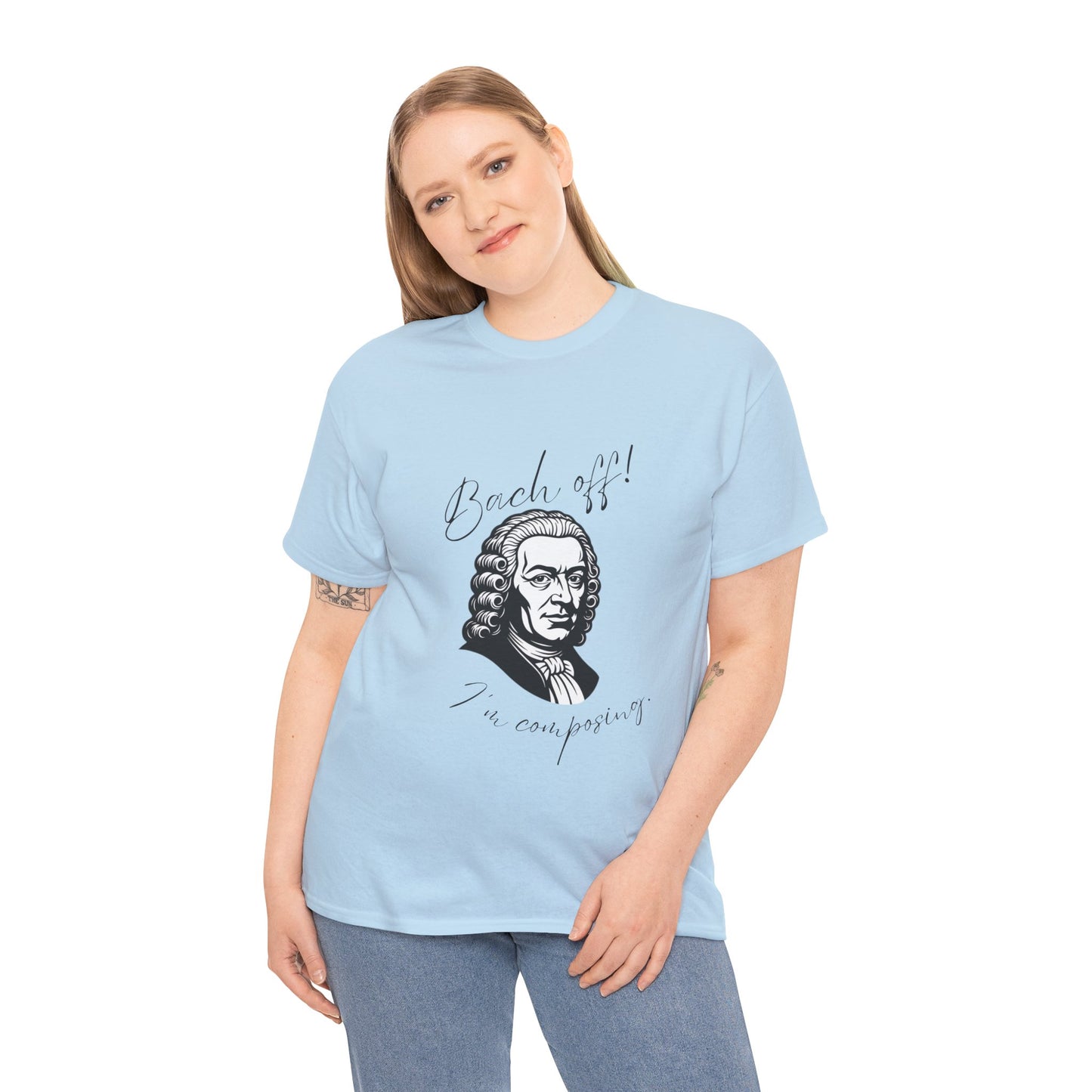 Bach Portrait Tee "Bach off! I'm composing" Classical Music Humor T‑Shirt