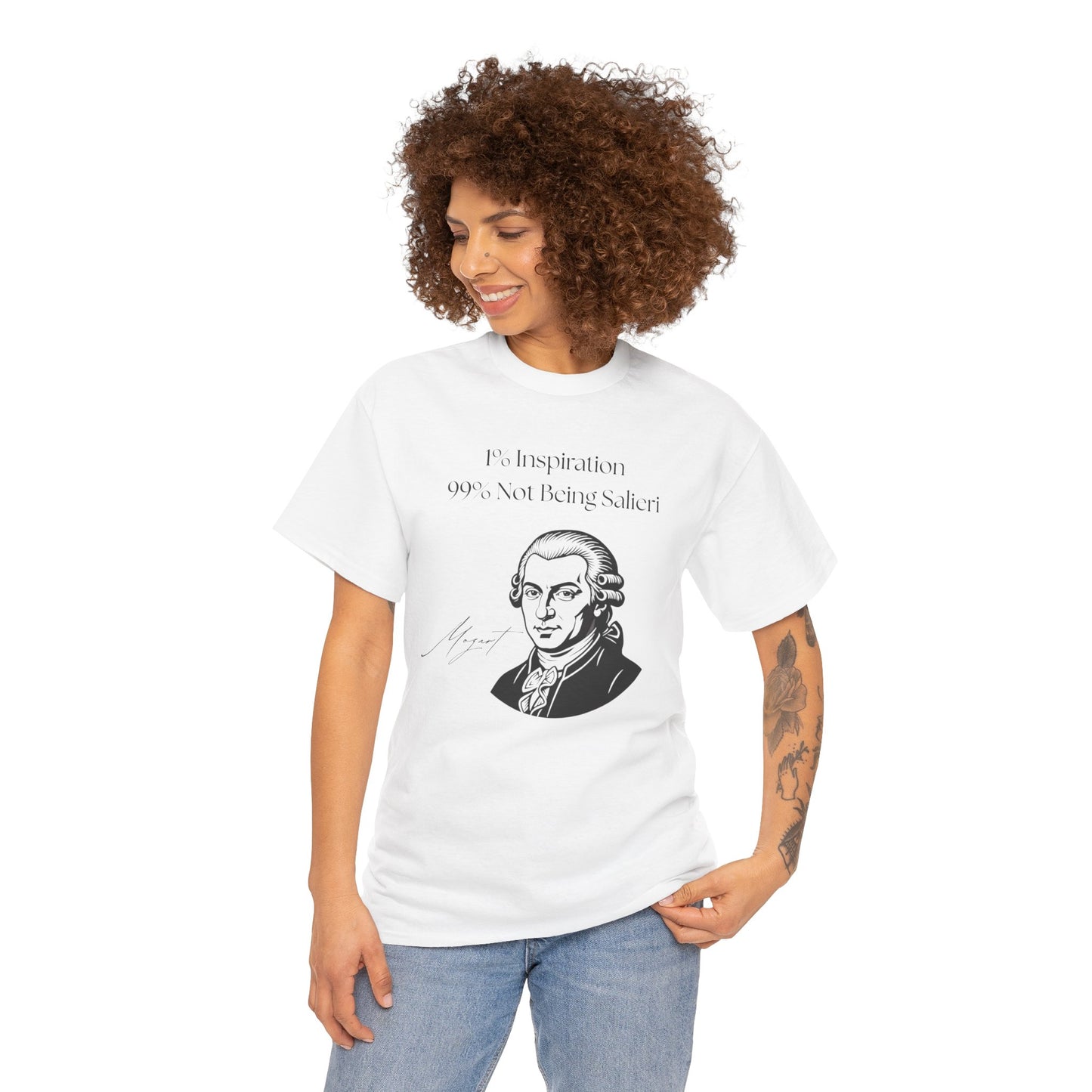 The "1% Inspiration, 99% Not Being Salieri" Mozart Illustration T-Shirt