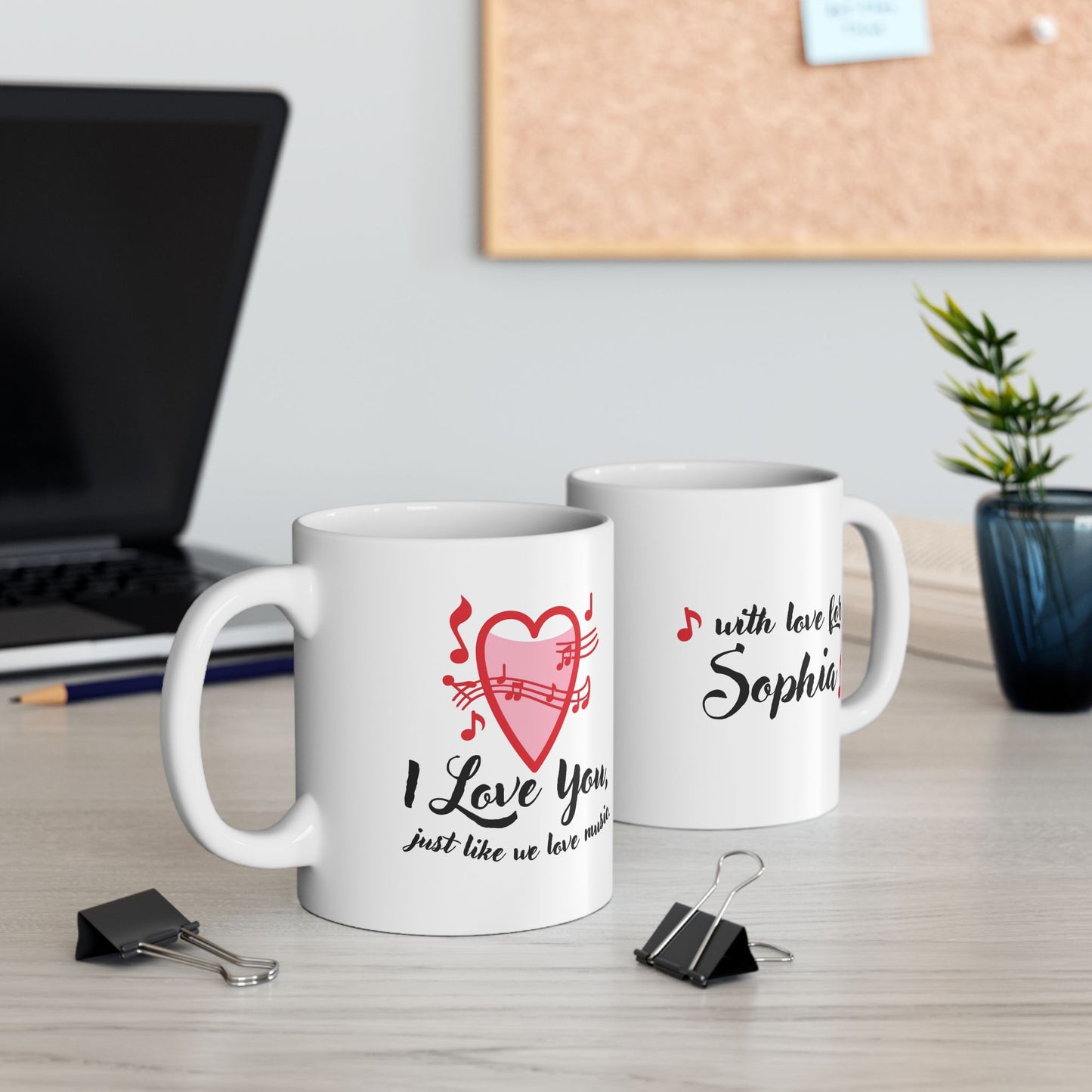 Personalized Music Love Mug | Custom Name Valentine & Birthday Gift
