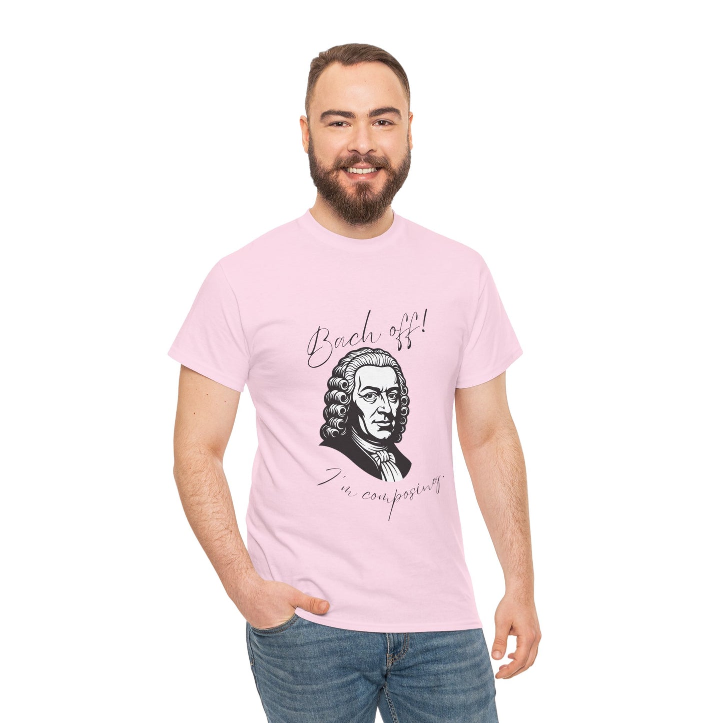 Bach Portrait Tee "Bach off! I'm composing" Classical Music Humor T‑Shirt