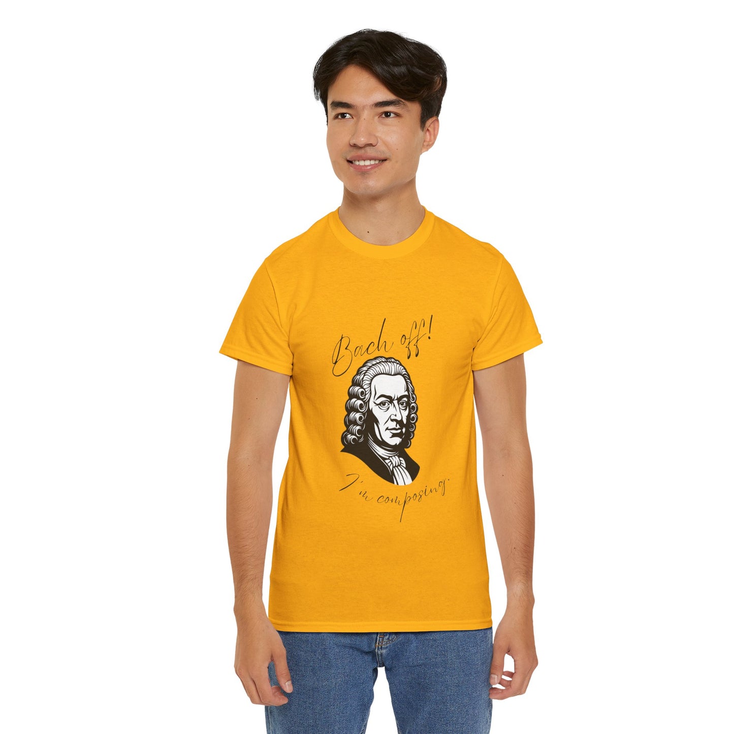 Bach Portrait Tee "Bach off! I'm composing" Classical Music Humor T‑Shirt