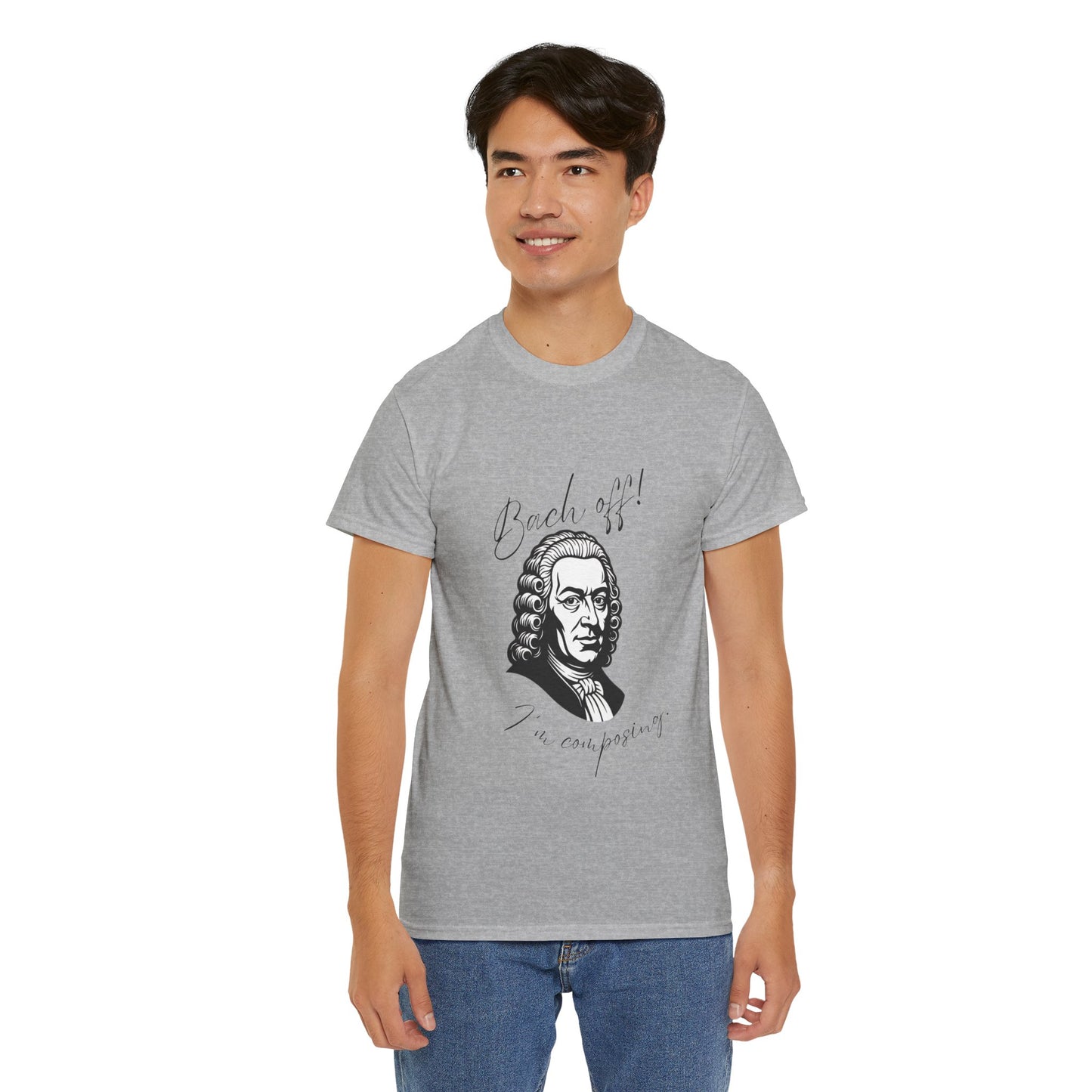 Bach Portrait Tee "Bach off! I'm composing" Classical Music Humor T‑Shirt
