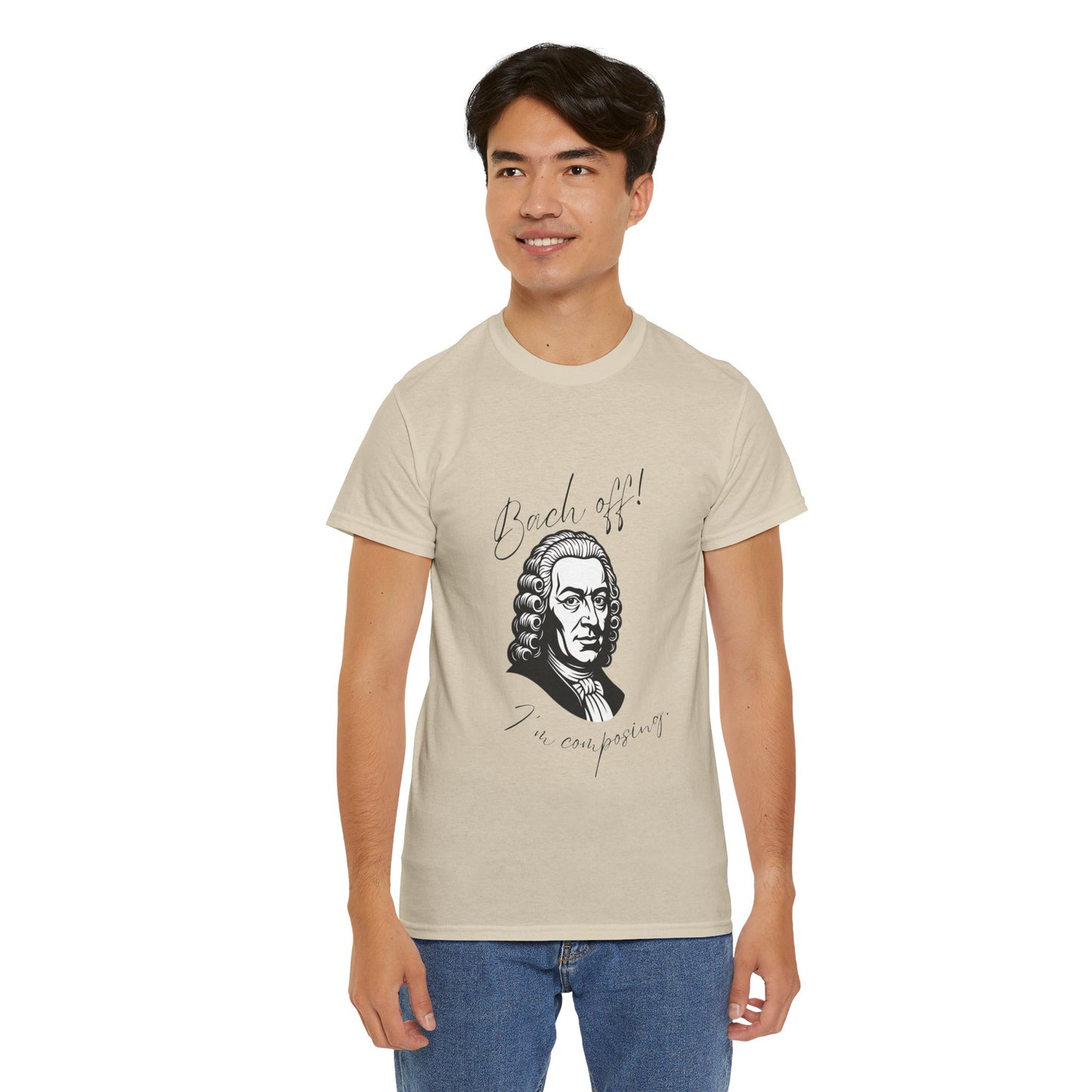 Bach Portrait Tee "Bach off! I'm composing" Classical Music Humor T‑Shirt