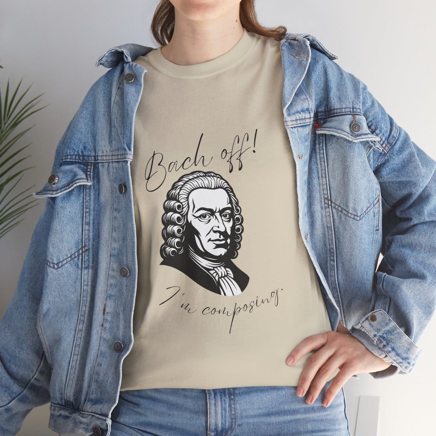 Bach Portrait Tee "Bach off! I'm composing" Classical Music Humor T‑Shirt