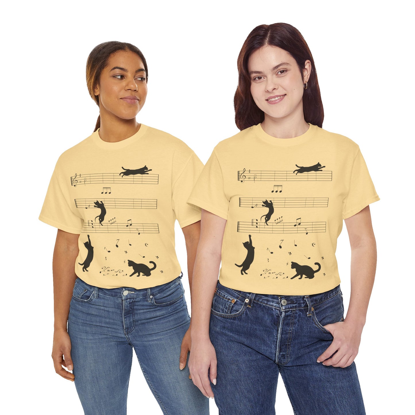 The Musical Cat & Notes T-Shirt