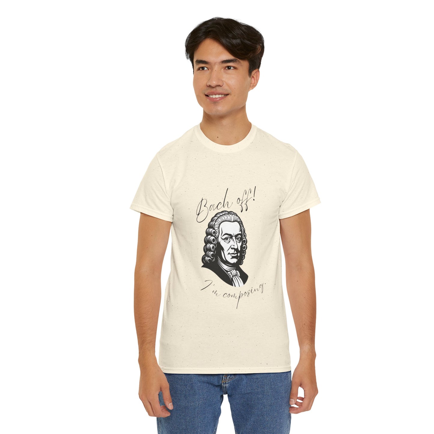 Bach Portrait Tee "Bach off! I'm composing" Classical Music Humor T‑Shirt